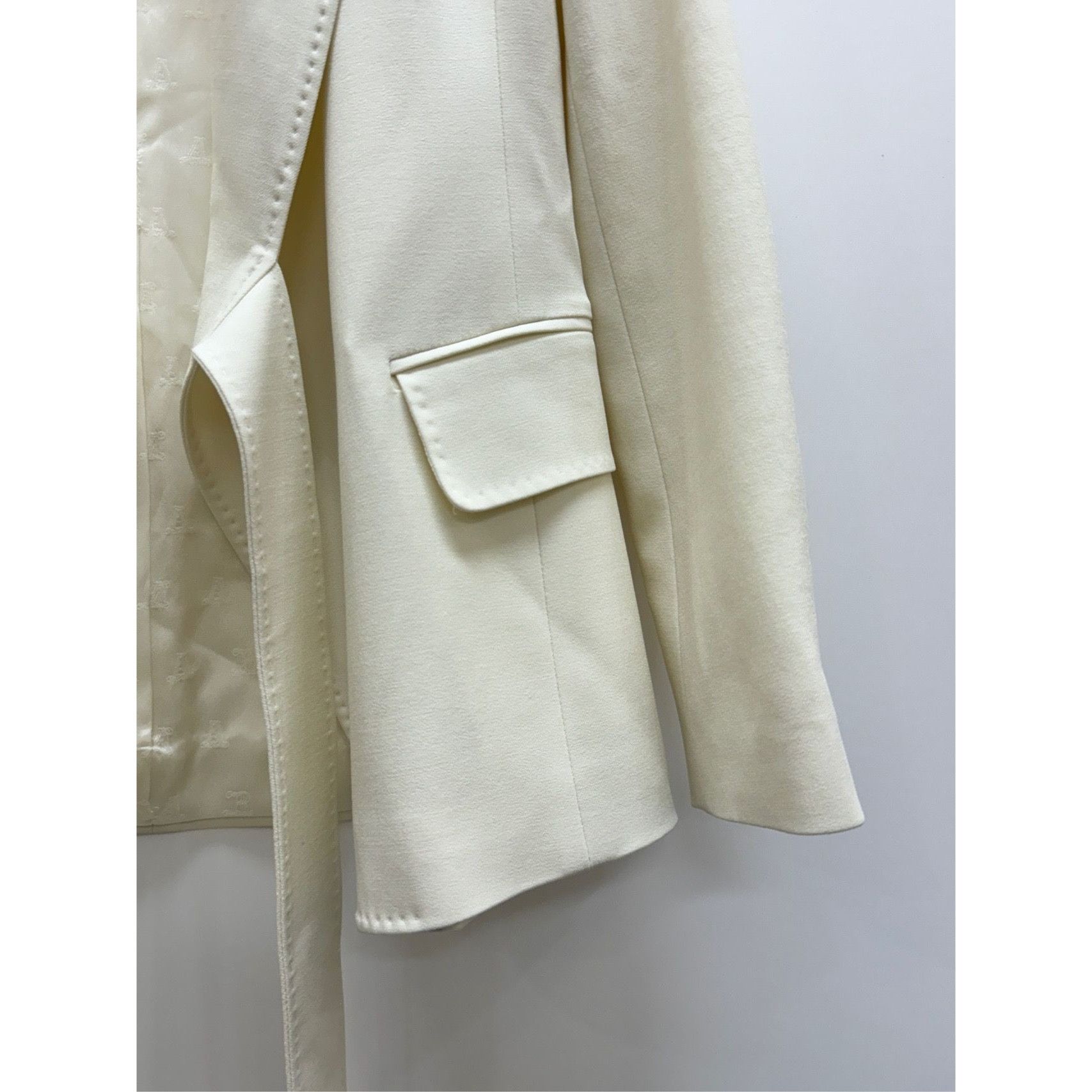 Max Mara MaxMara Beige Wool Long-Sleeve Lapel Ribbon Suit Jacket XS S Size XS / US 0-2 / IT 36-38 - 6 Thumbnail