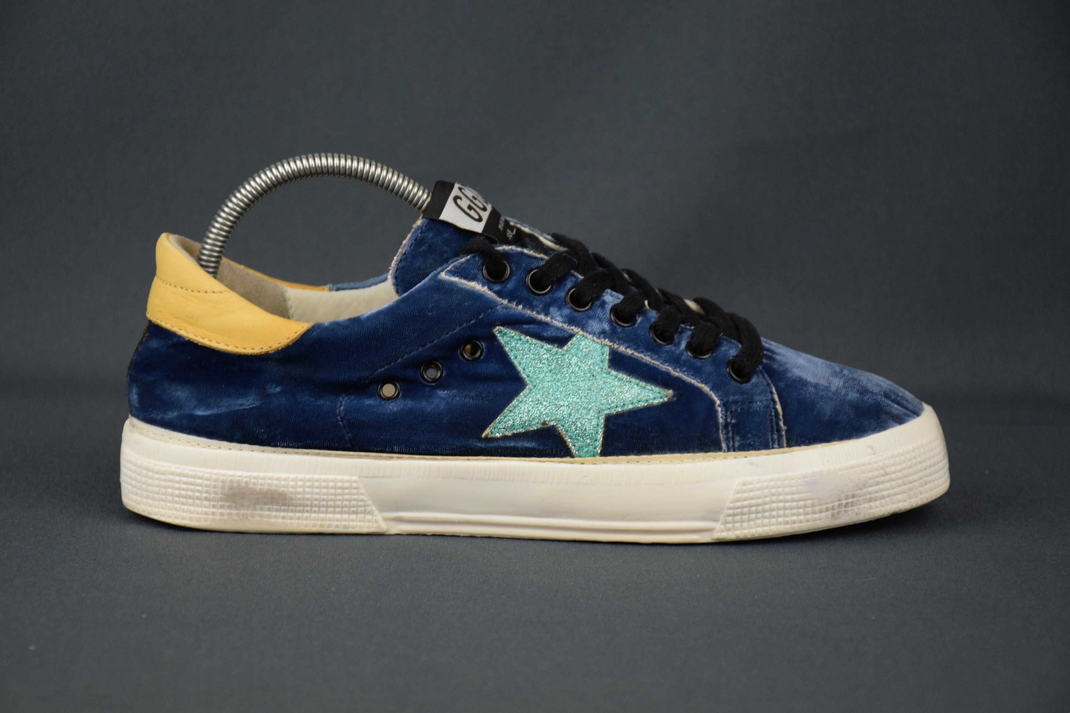 Designer × Golden Goose GOLDEN GOOSE GGDB MAY Blue Velvet Sneakers US 8 UK 6 EU 39 Size US 8 / IT 38 - 2 Thumbnail