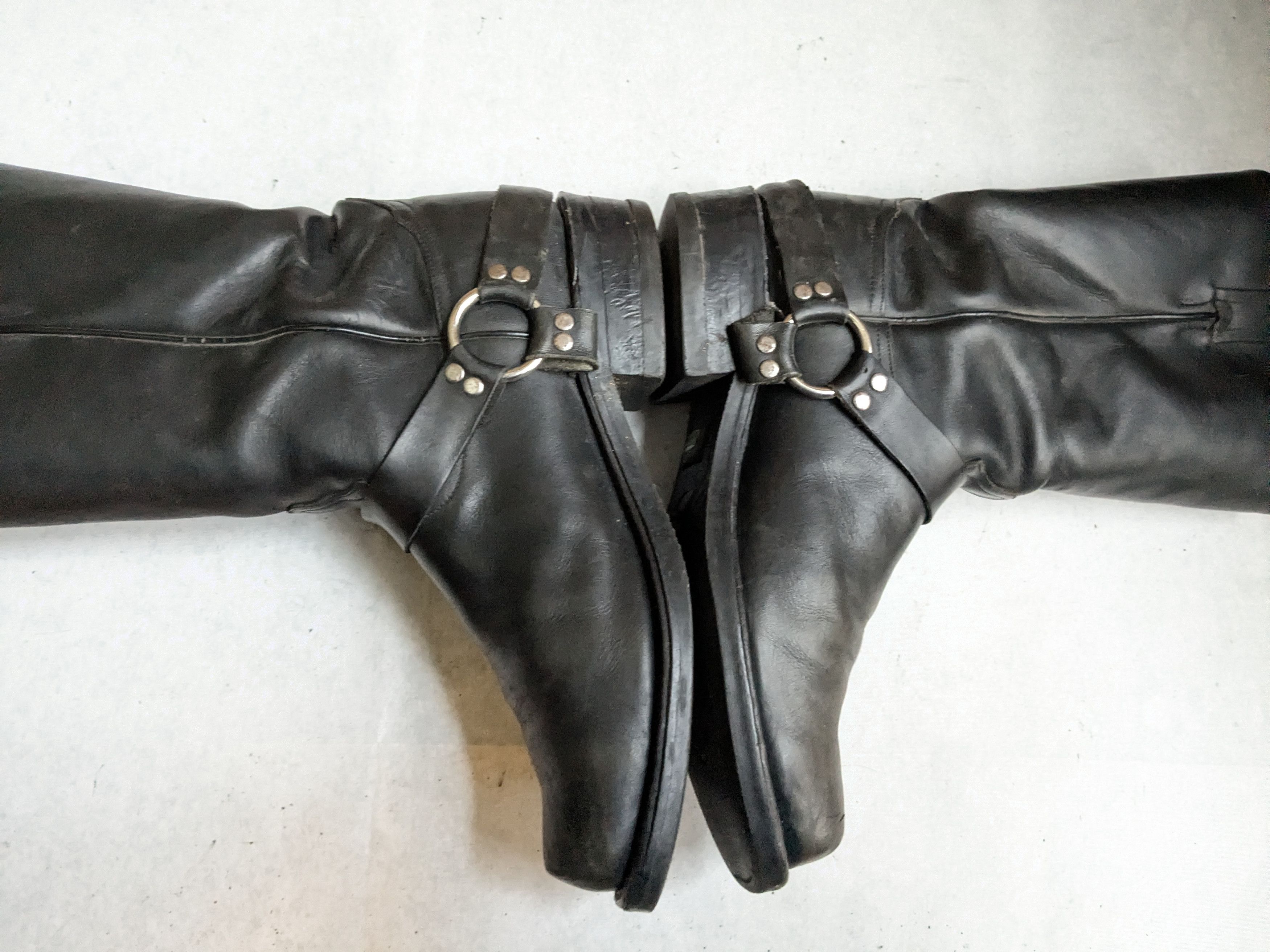 Genuine Leather Tony Lama Harness Boots Black Leather 11.5 Motorcycle Biker Size US 11.5 / EU 44-45 - 6 Thumbnail