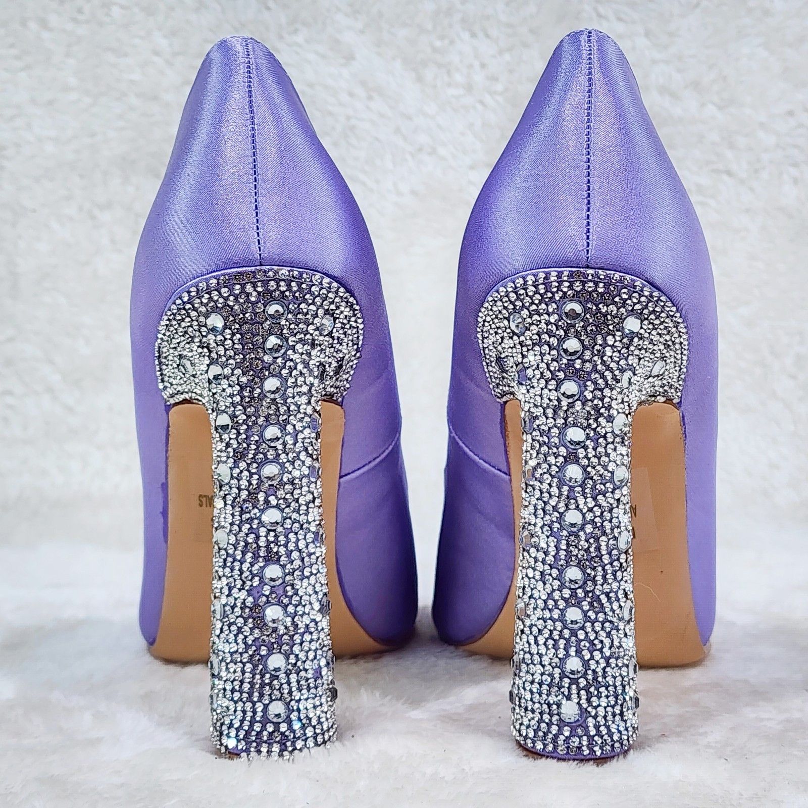 Other Klume Lilac Purple Satin Pumps Chunky Rhinestone High Heel E Size US 8 / IT 38 - 6 Thumbnail