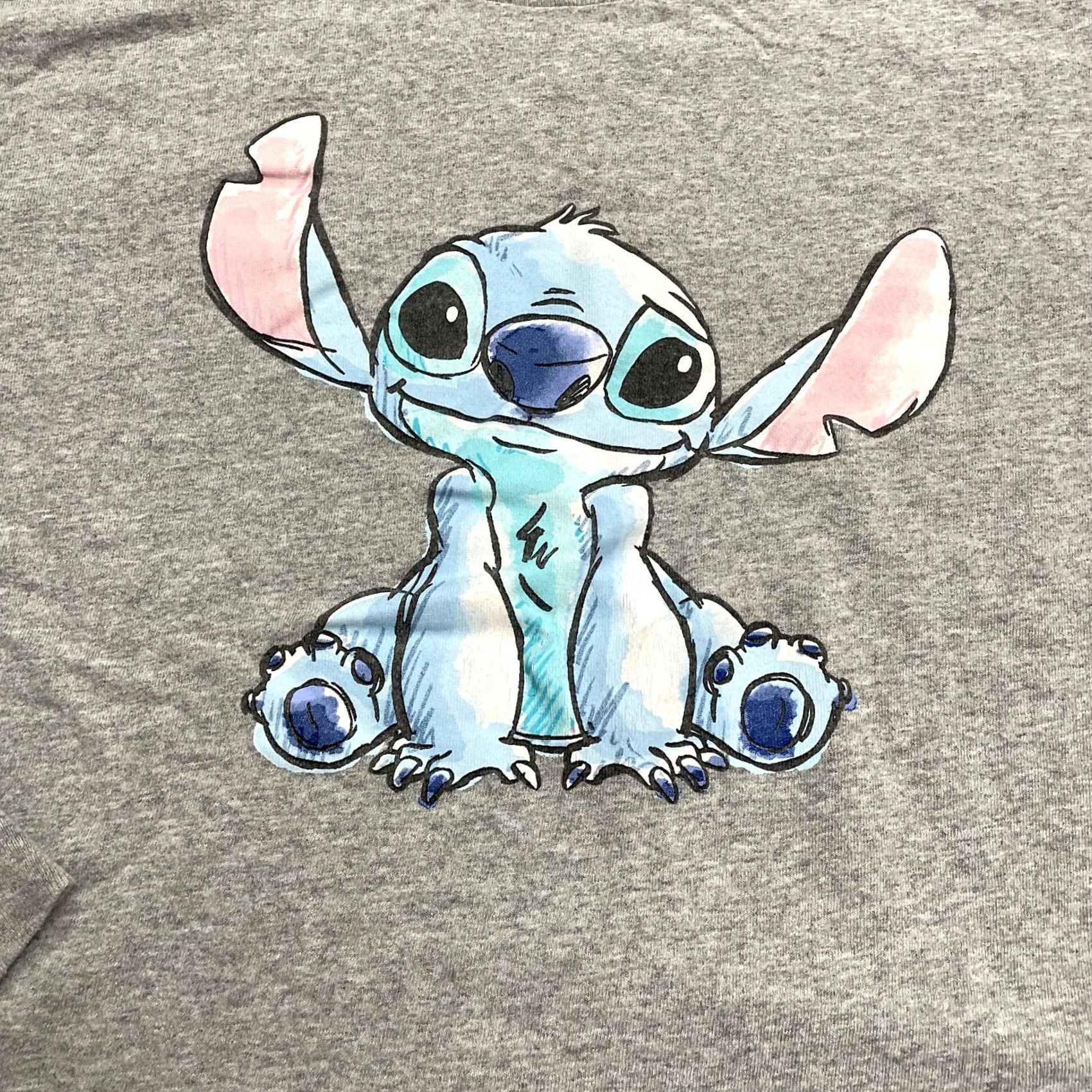 Disney Disney Stitch Cropped Top Womens XL Gray Long Sleeve Crew Neck Cotton Tee Size XL / US 12-14 / IT 48-50 - 3 Thumbnail