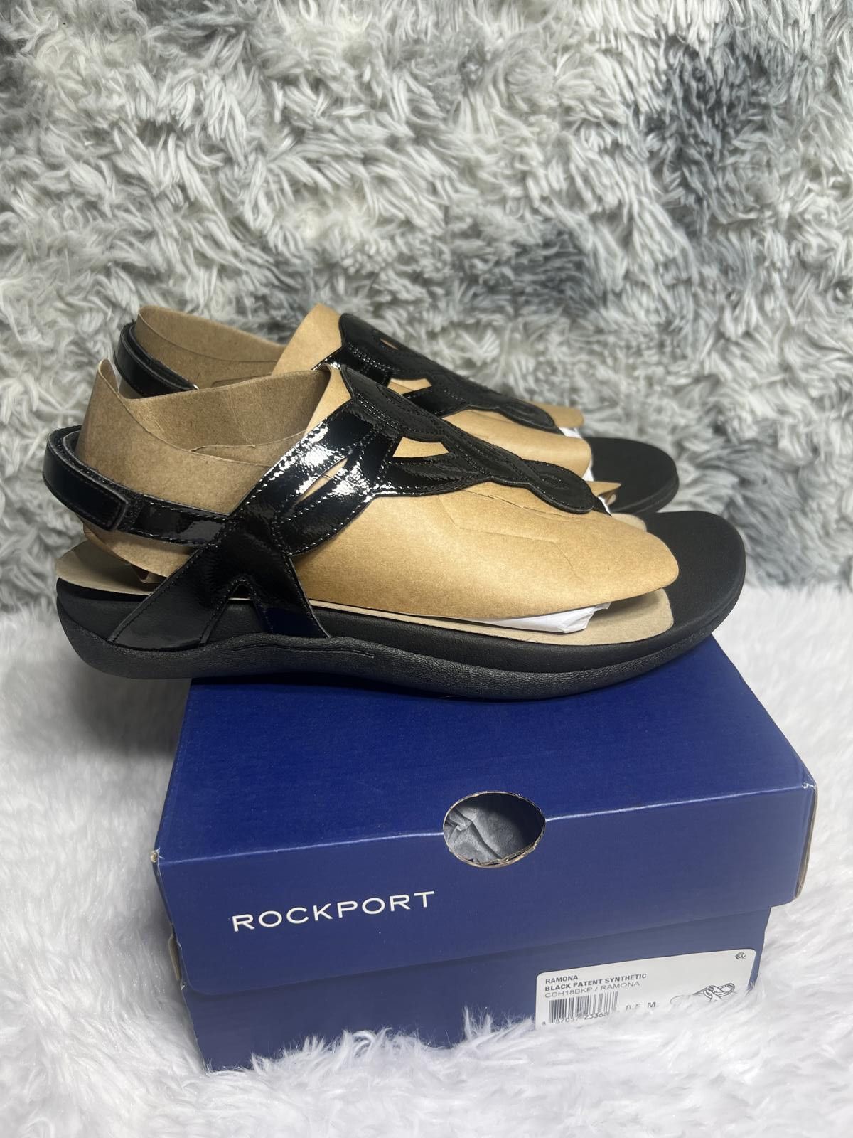 Rockport Rockport Women's Black Patent Leather Sandals Size 9 Size US 9 / IT 39 - 1 Thumbnail