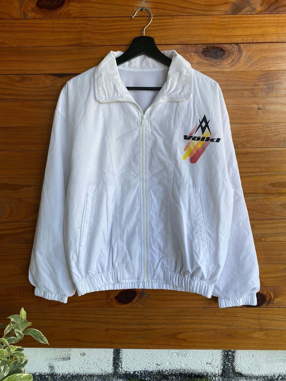 Vintage Vintage Völkl White Zip-Up Jacket | Retro Ski Windbreaker Size US L / EU 52-54 / 3 - 3 Thumbnail