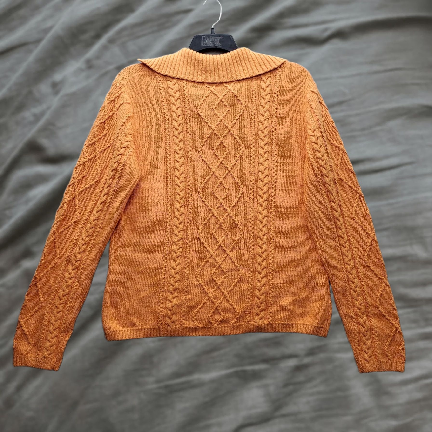 Talbots VINTAGE Talbots Sweater Womens XL Orange Cable-Knit V-Neck Pullover NOS Size XL / US 12-14 / IT 48-50 - 1 Thumbnail