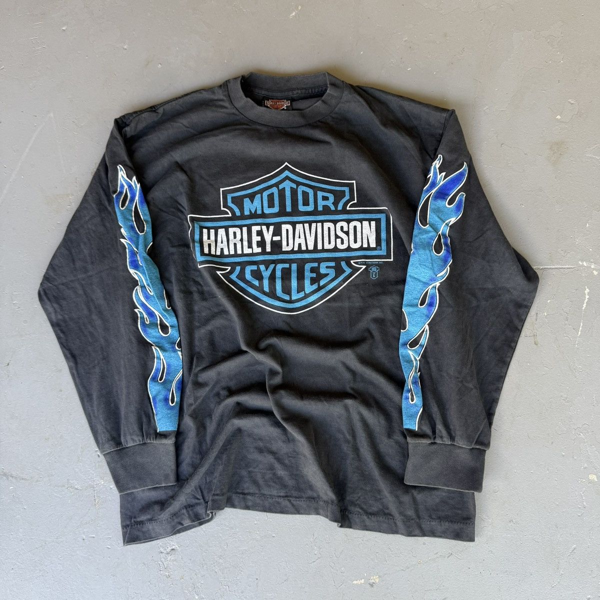 Harley Davidson × Vintage 90s Harley Davidson blue flame long