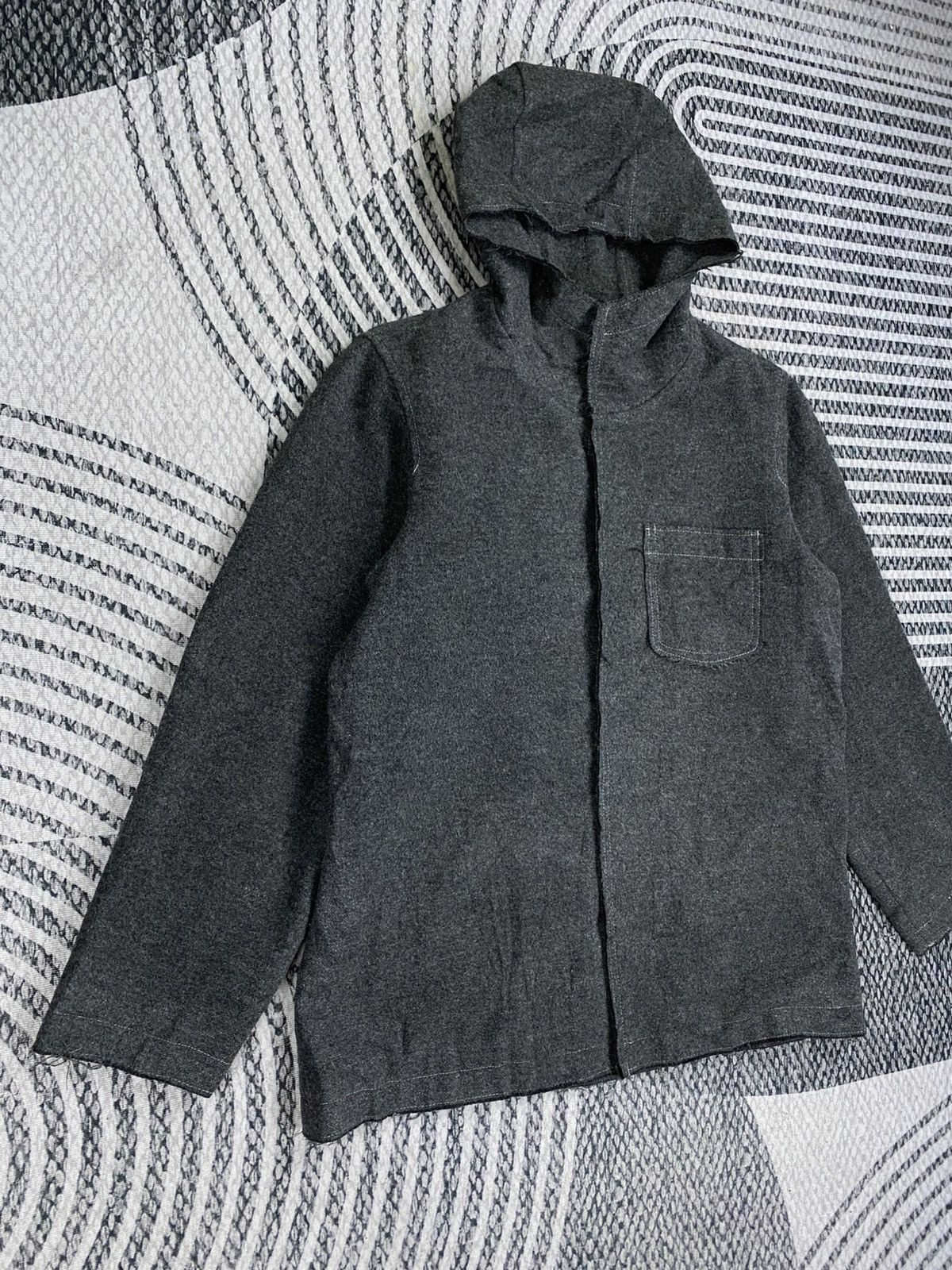Yohji Yamamoto Yohji Yamamoto Ined Homme Single Pocket Wool Hoodie Jacket Size US M / EU 48-50 / 2 - 4 Thumbnail