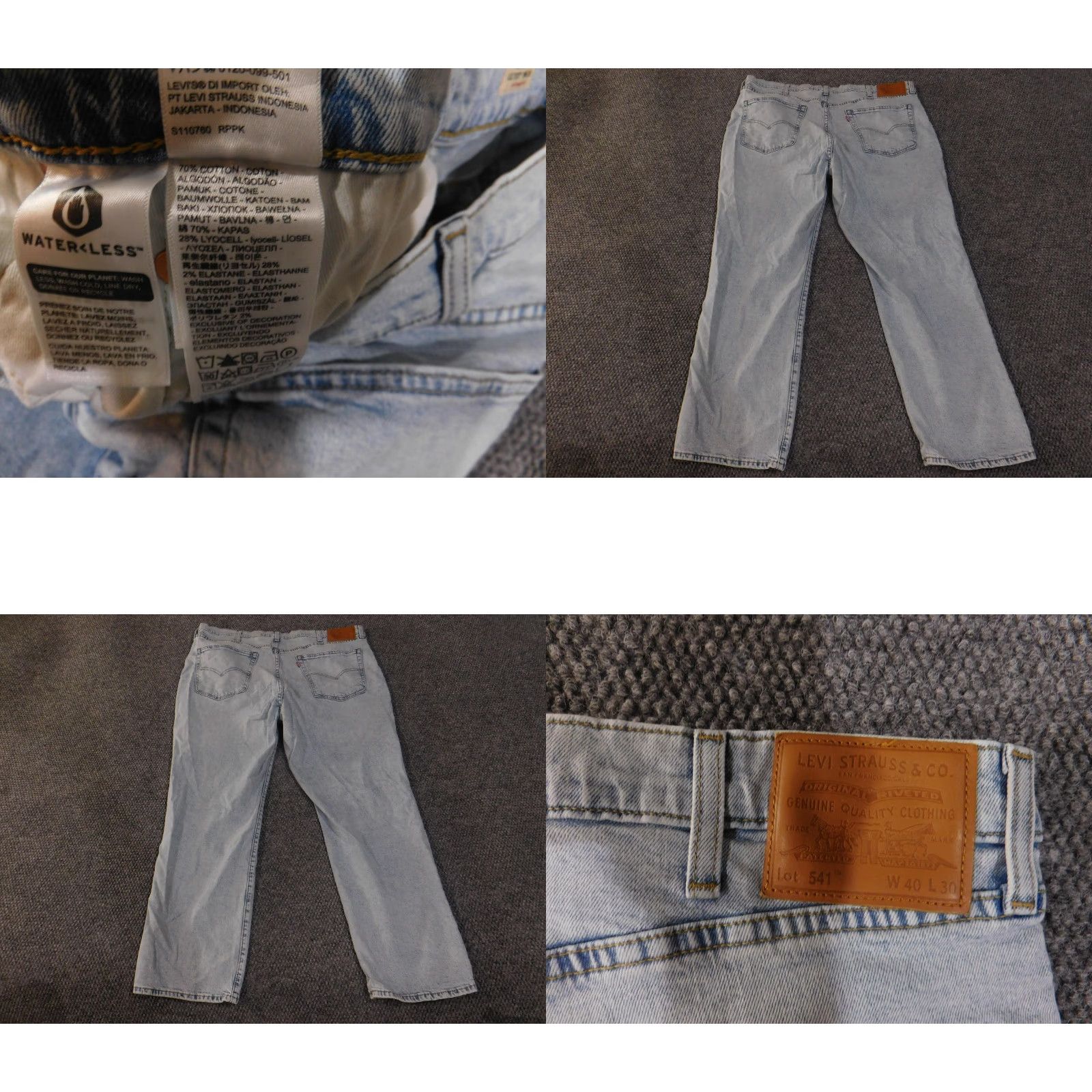 Levi's VINTAGE? No. Levi's 541 Jeans Mens 40x30 Light Blue Athletic Fit Stretch Denim Pants Waterless Size US 40 / EU 56 - 8 Thumbnail