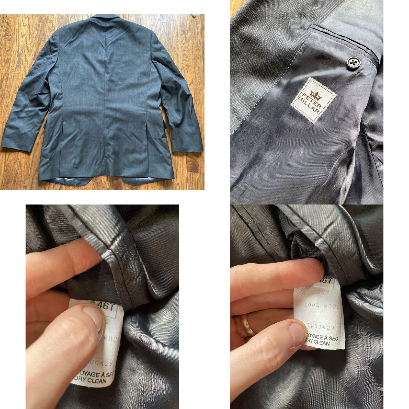 Peter Millar Peter Millar Blazer Mens 46 Tall Gray Wool 2 Button Sports Coat Size 46R - 8 Thumbnail