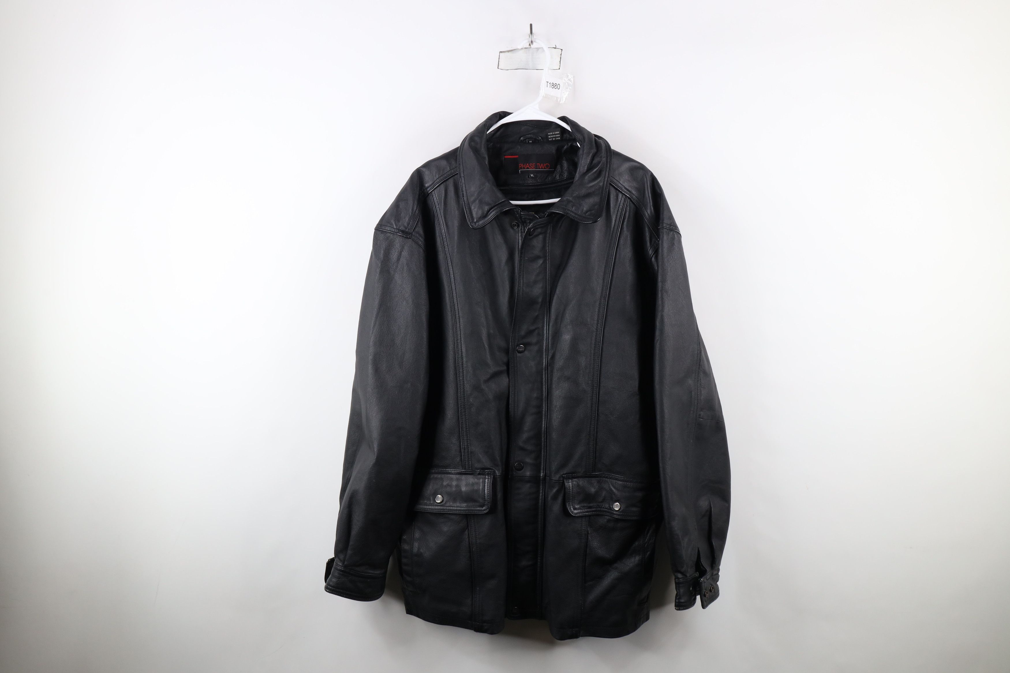 Vintage 90s Streetwear Lined Leather Chore Jacket Black