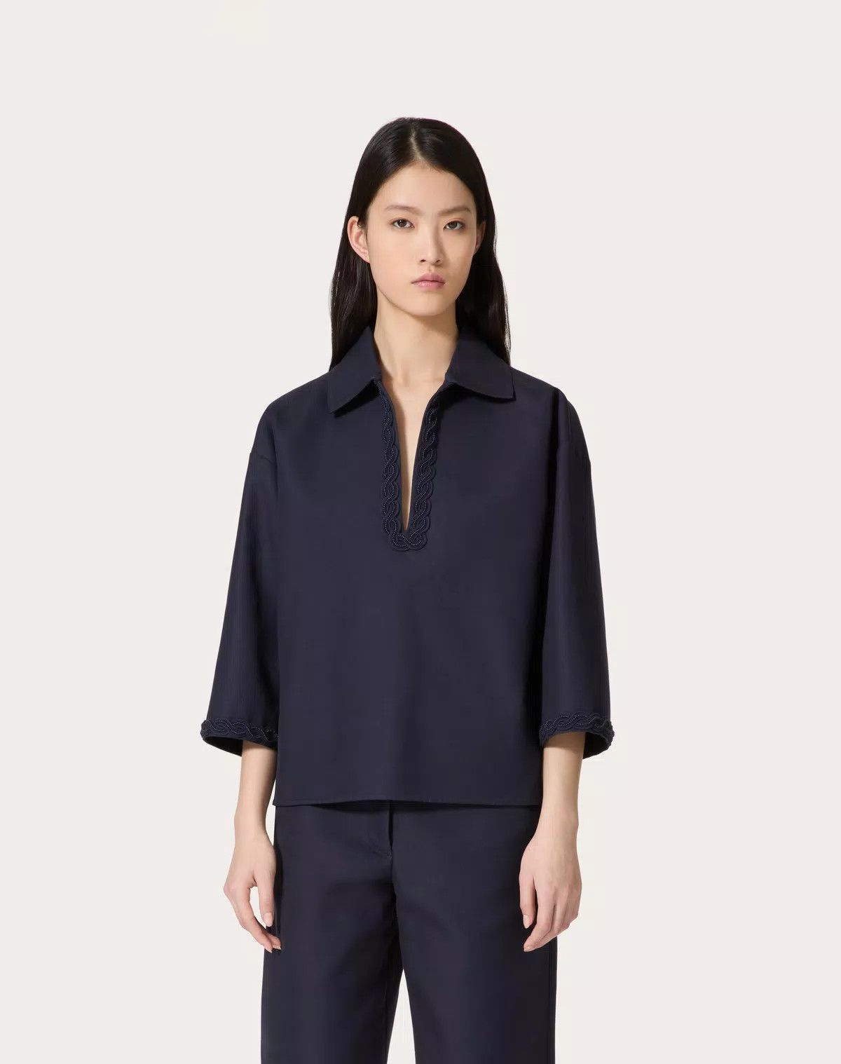 Valentino o1s1wg110426 Light Double Splittable Gabardine Top Size XS / US 0-2 / IT 36-38 - 3 Thumbnail