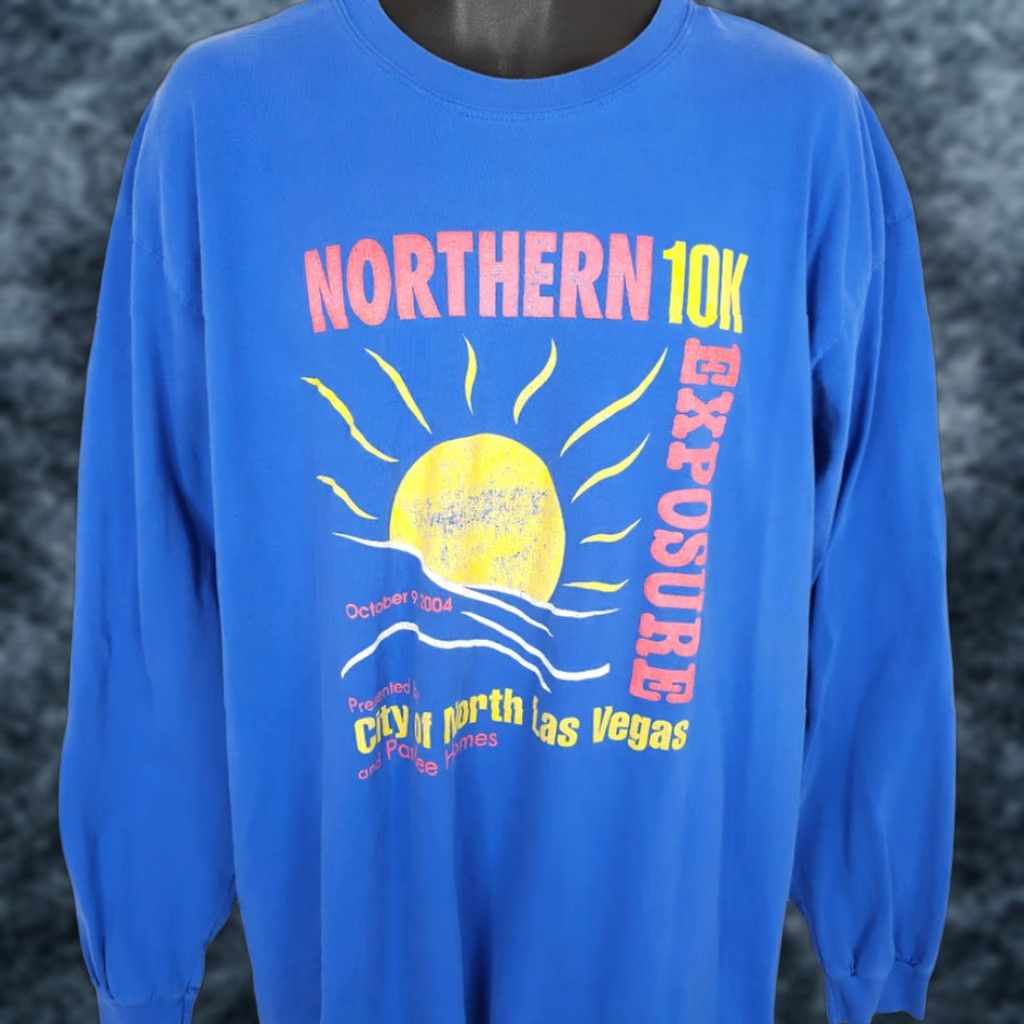Gildan VINTAGE Gildan T-Shirt Mens XL Blue Graphic Tee Run Running Marathon 10K North Las Vegas Race Size US XL / EU 56 / 4 - 1 Thumbnail