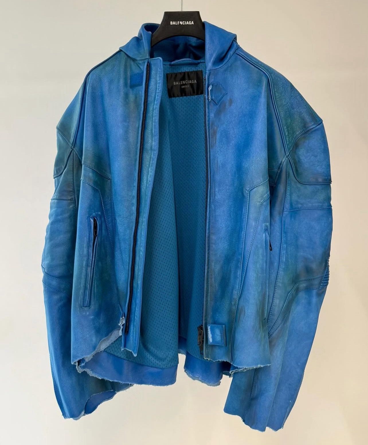Balenciaga 🔥LOOK 57🔥SUPER RARE Leather Hooded Biker Jacket Size US L / EU 52-54 / 3 - 4 Thumbnail