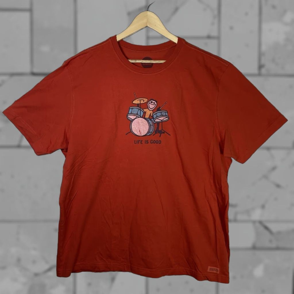 Life is Good VINTAGE Life is Good T-Shirt Men XXL Classic Fit Orange Drum Kit Graphic Tee Size US XXL / EU 58 / 5 - 1 Thumbnail