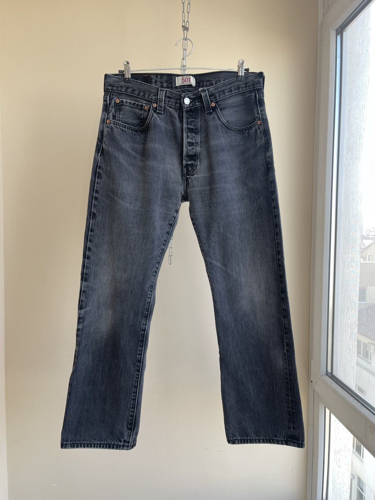 501 Straight Regular Fit 5 Pocket Washed Denim Jeans 2000s