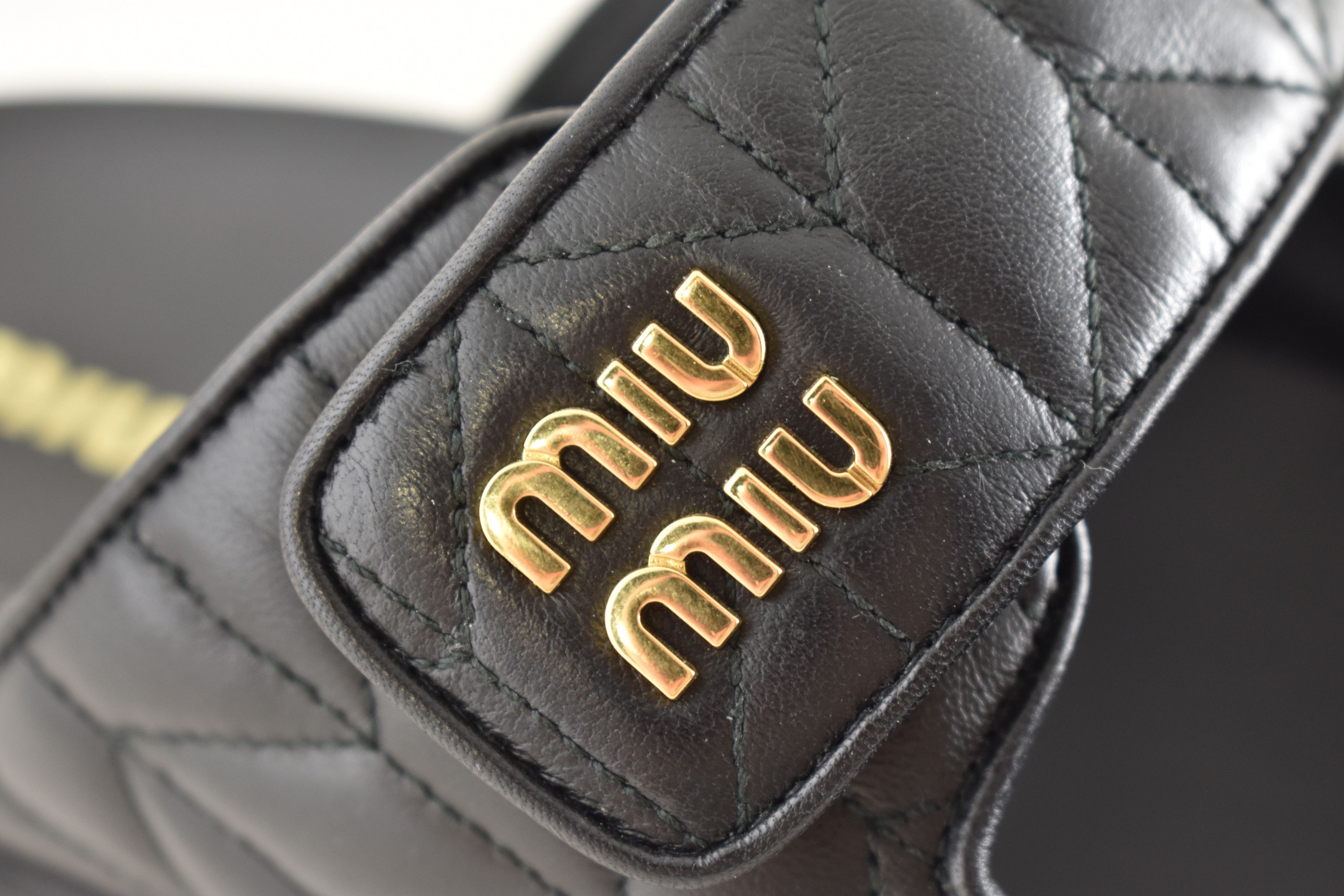 Miu Miu Miu Miu Matelasse Nappa Leather Logo Strap Slide Sandal 39 Size US 9 / IT 39 - 8 Thumbnail
