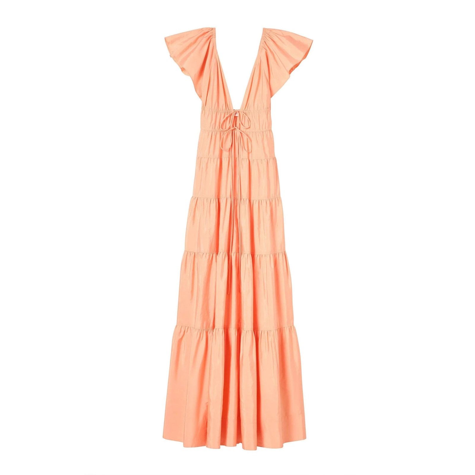 A.L.C. ALC Luca maxi dress nectar orange tiered v-neck size 0 Size XS / US 0-2 / IT 36-38 - 3 Thumbnail