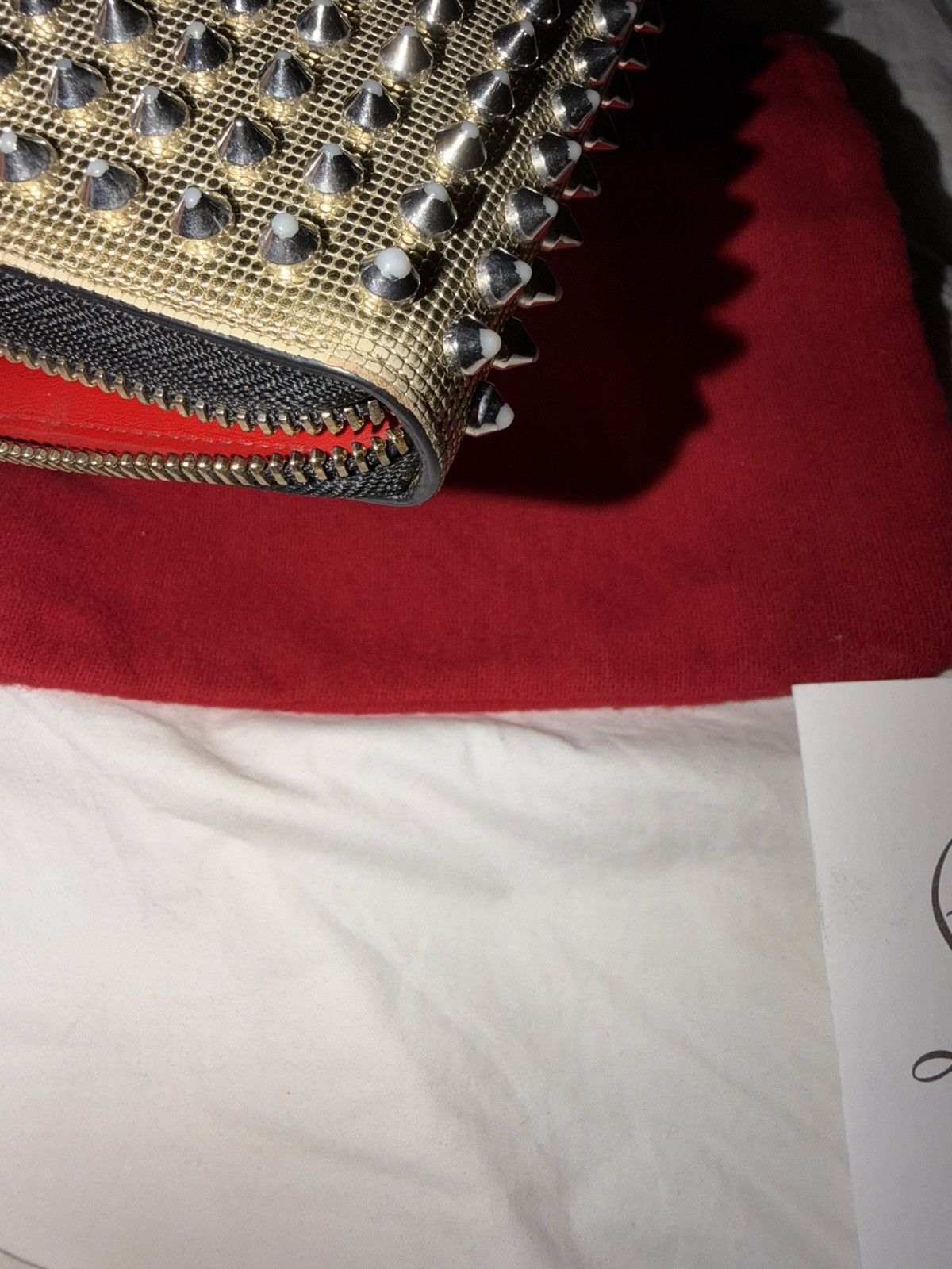 Christian Louboutin Christian Louboutin Panettone metallic gold spiked wallet Size ONE SIZE - 9 Thumbnail
