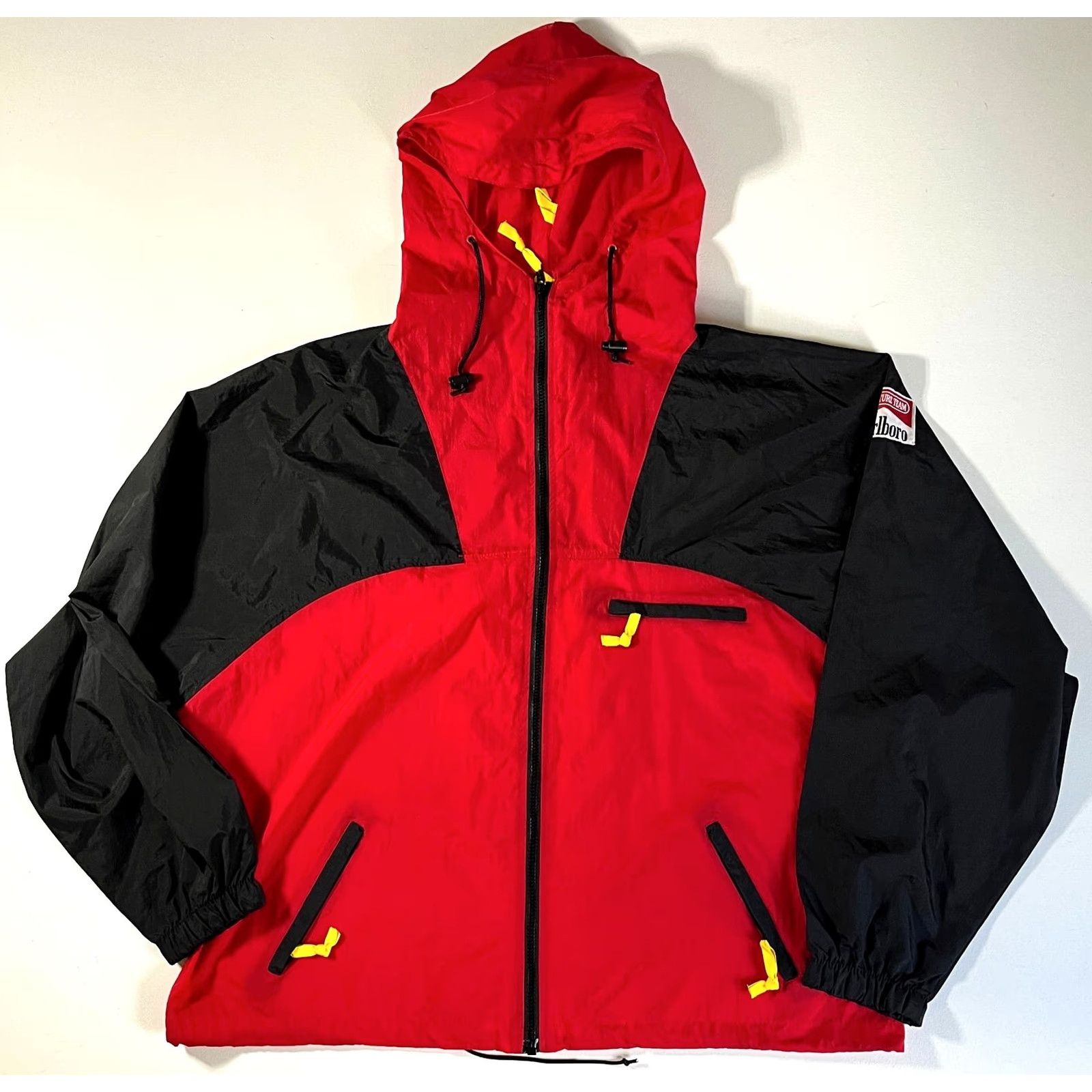Marlboro Marlboro Adventure Team Men’s Vintage 90s Full Zip Hooded Windbreaker Jacket XL Red Black Nylon Windbreaker Zip Pockets Size US XL / EU 56 / 4 - 3 Thumbnail