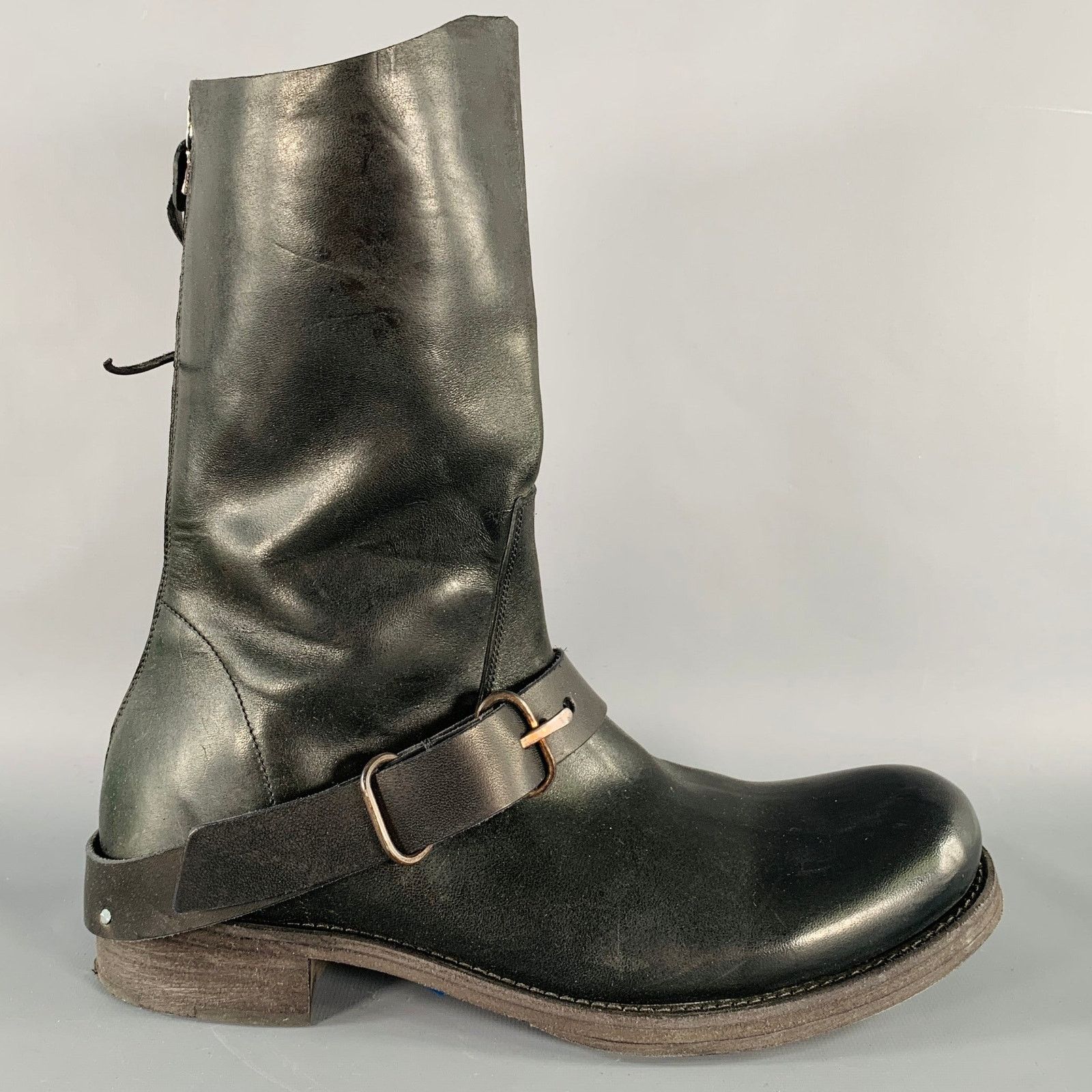 Ma+ M.A+ Size 11 Black Leather Horsehide Buckle Boots Size US 11 / IT 41 - 2 Thumbnail