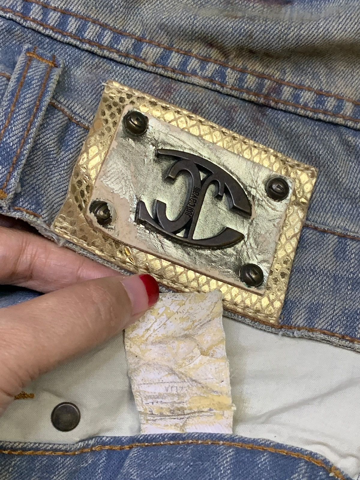 Roberto Cavalli Vintage Just Cavalli "Mary Mother Jesus" Artisanal Jeans Size 30" / US 8 / IT 44 - 10 Thumbnail