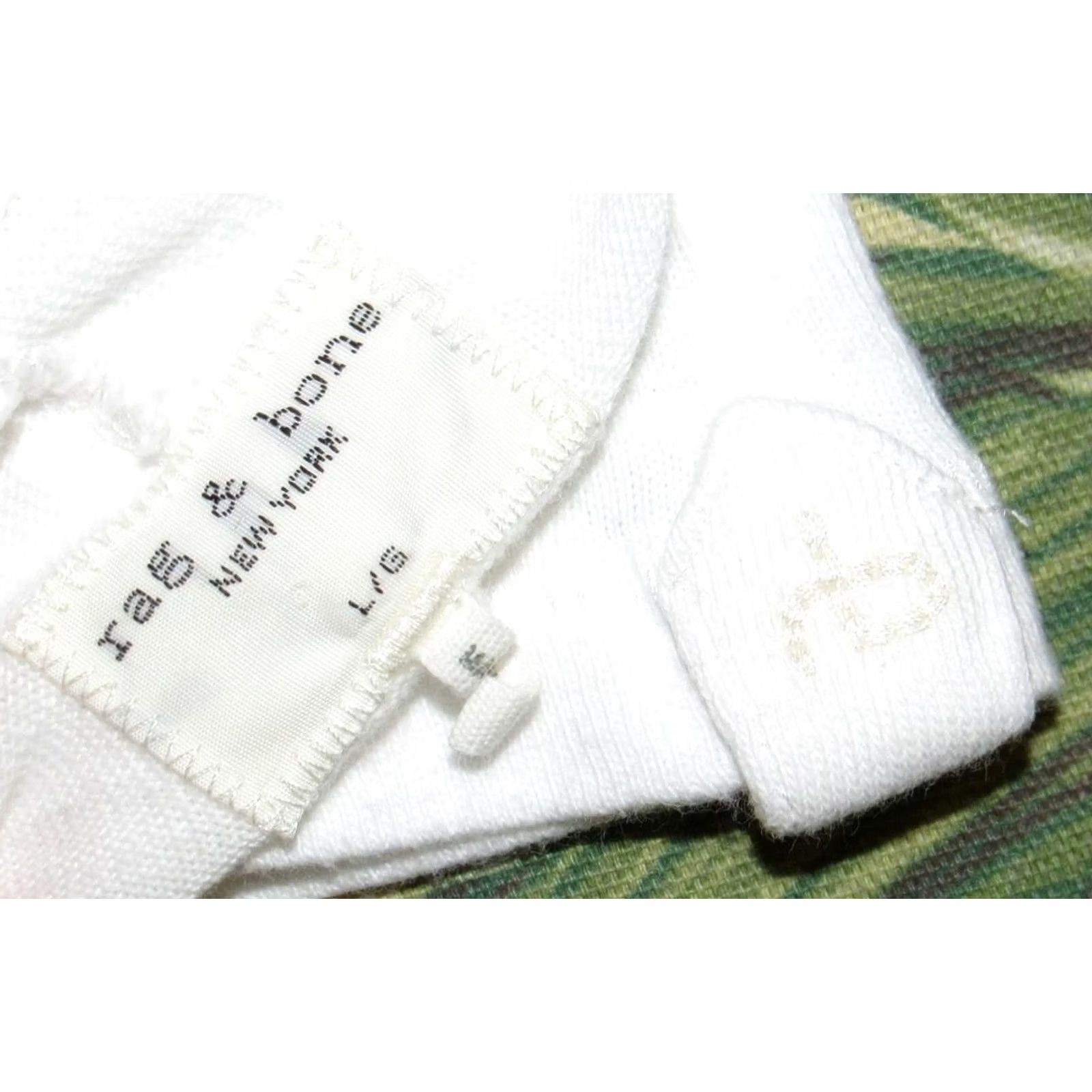 Rag & Bone RAG & BONE White Cotton Short Sleeve Polo Shirt Large Mens Size US L / EU 52-54 / 3 - 3 Thumbnail
