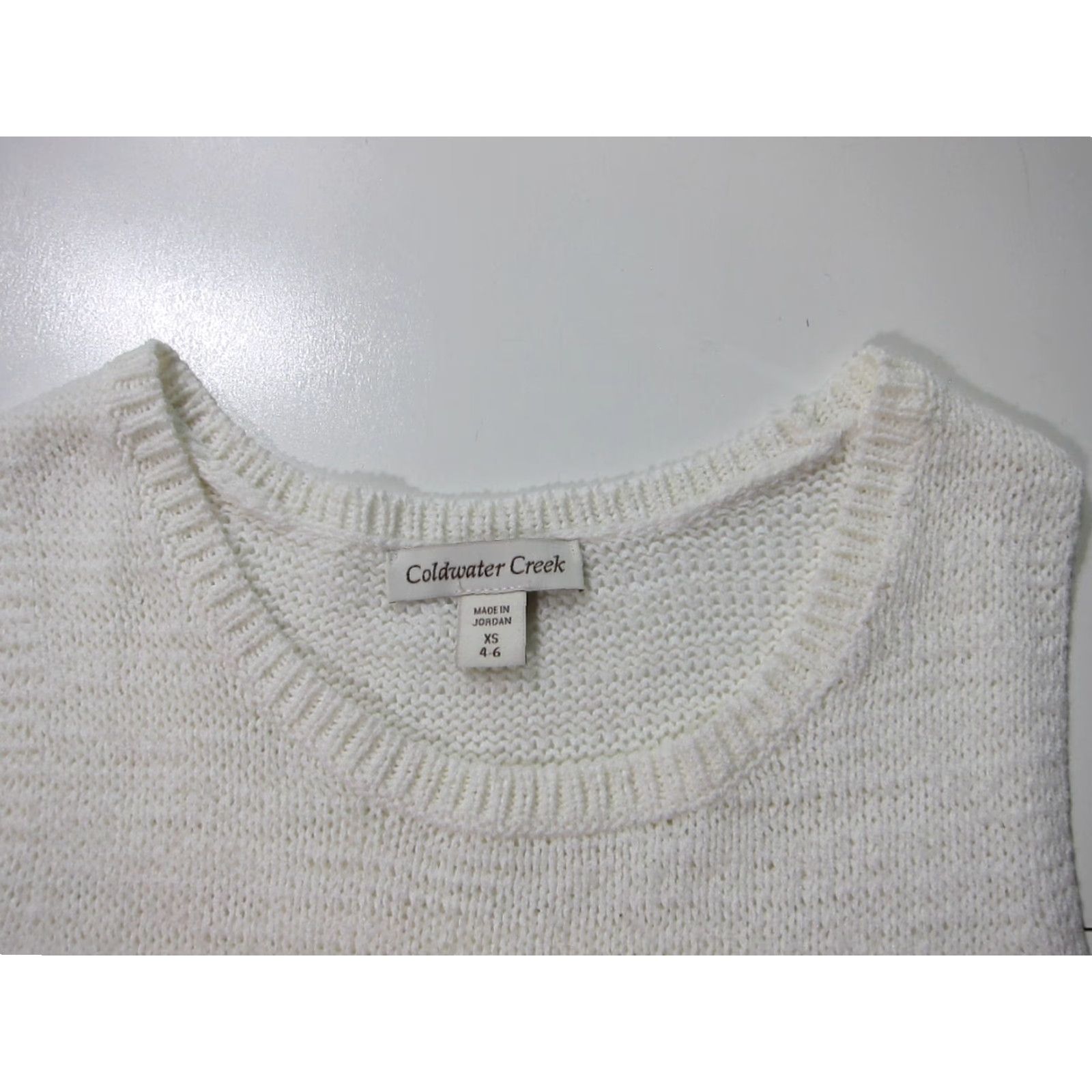 Coldwater Creek Coldwater Creek Nylon Stretch White Knit Round Neck Sleeveless Tank Sweater XS Assets: 80s 90s White Size XS / US 0-2 / IT 36-38 - 4 Thumbnail