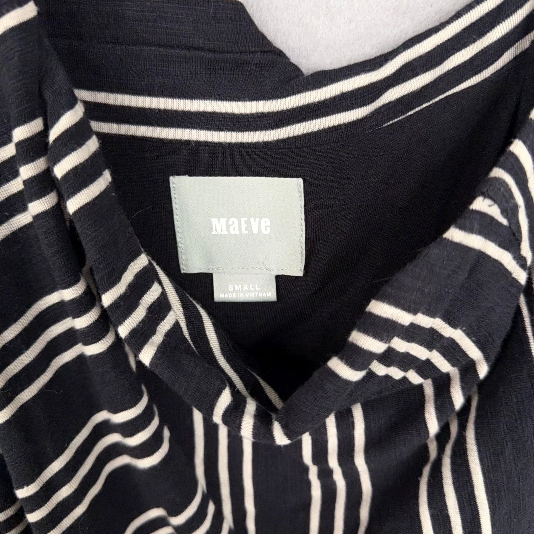 Vintage Maeve Dress Womens Small Black White Stripe One Shoulder A Line Sleeveless Jersey Knit Casual Party/Cocktail Size S / US 4 / IT 40 - 5 Thumbnail