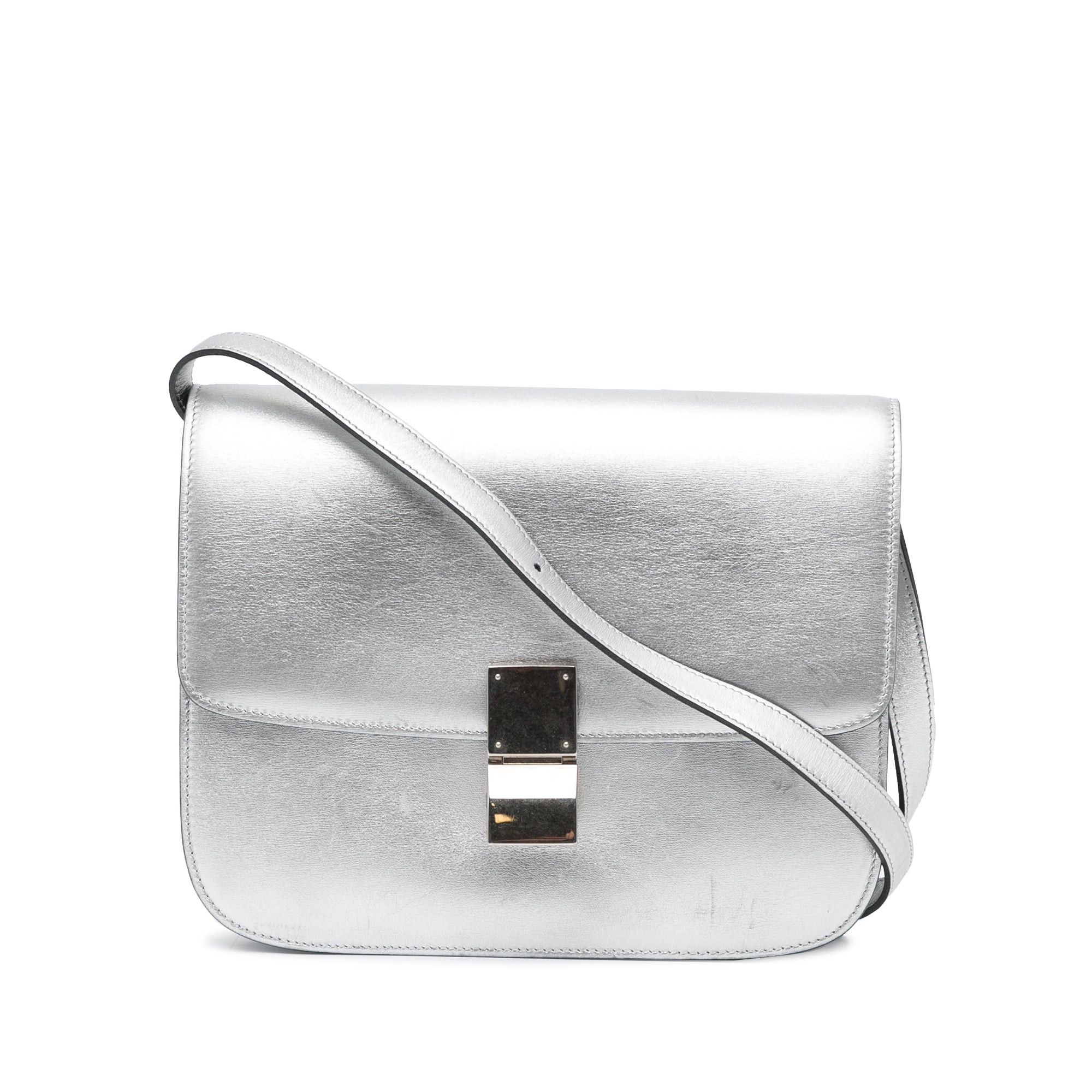 Celine Celine Medium Calfskin Classic Box Silver Size ONE SIZE - 1 Thumbnail