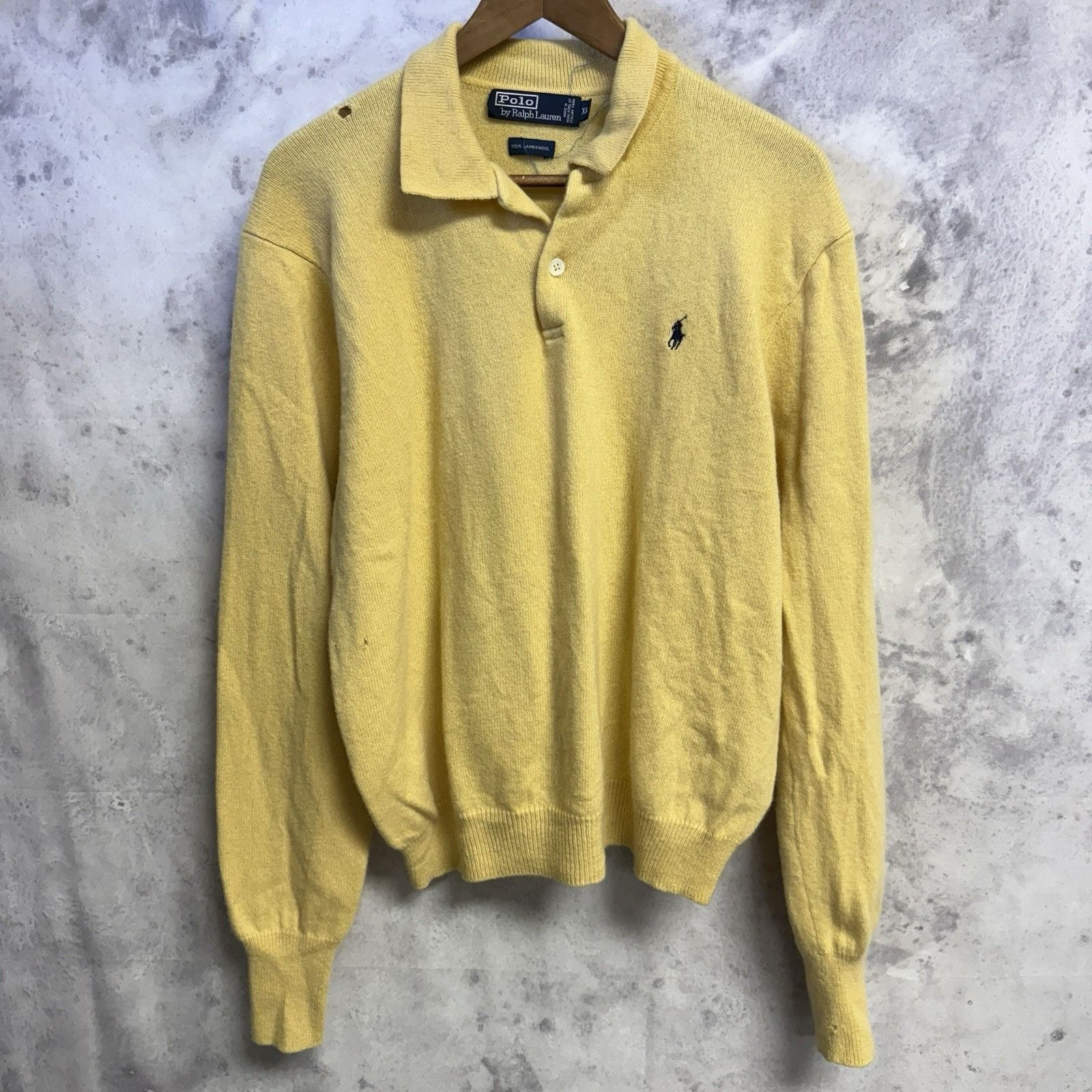 Polo Ralph Lauren Polo Ralph Lauren Lambs Wool Long Sleeve Collared Knit Shirt Size US XL / EU 56 / 4 - 1 Thumbnail