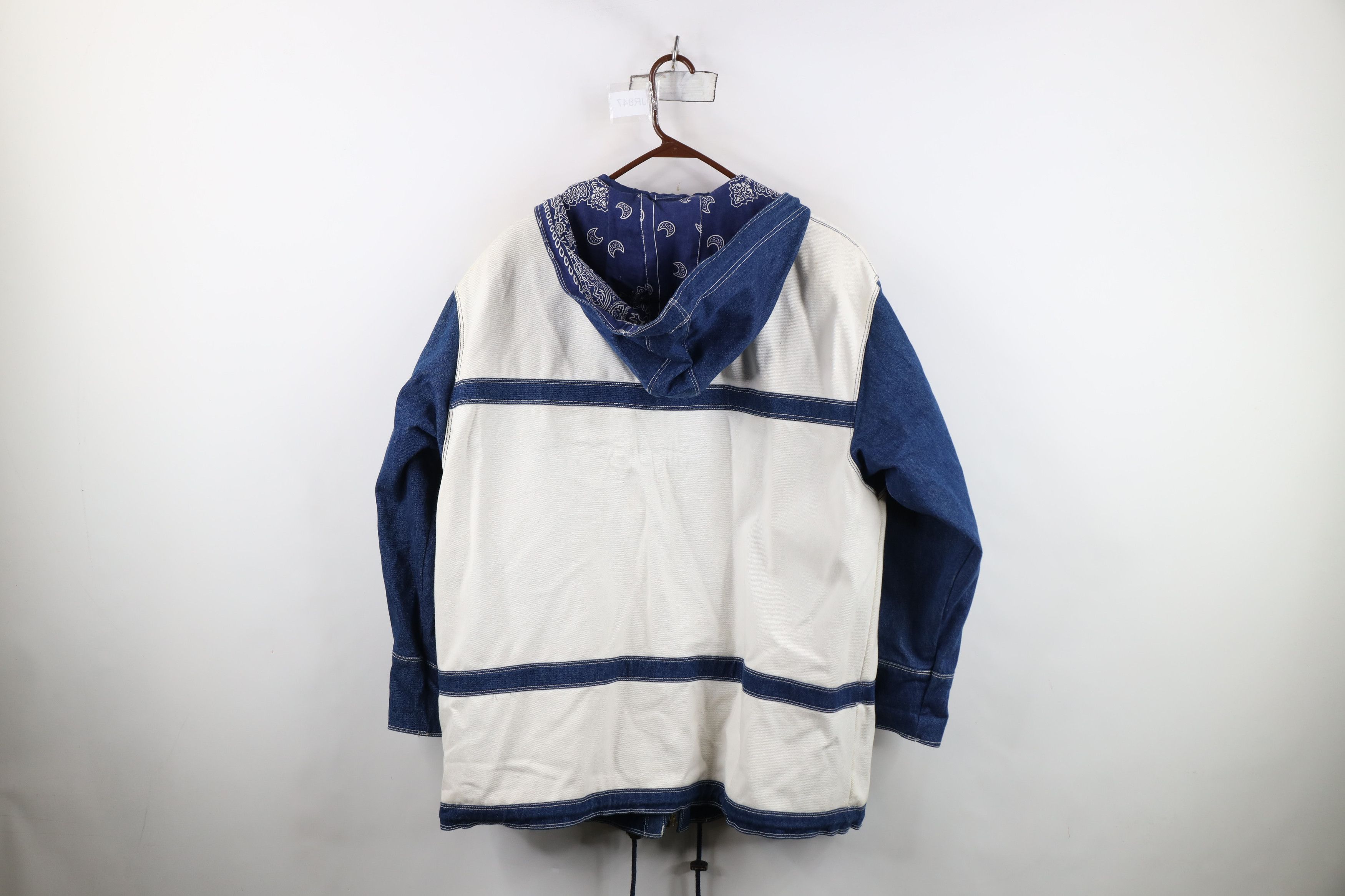Vintage Vintage 90s Streetwear Hook Clasp Denim Hooded Parka Jacket Size XL / US 12-14 / IT 48-50 - 12 Thumbnail