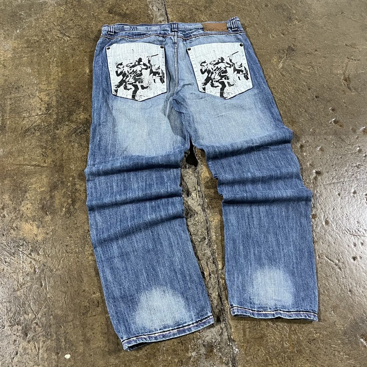 Ed Hardy × JNCO × Vintage Crazy Vintage Y2K Baggy Jeans JNCO Wide Leg Skater Unique Size US 38 / EU 54 - 3 Thumbnail