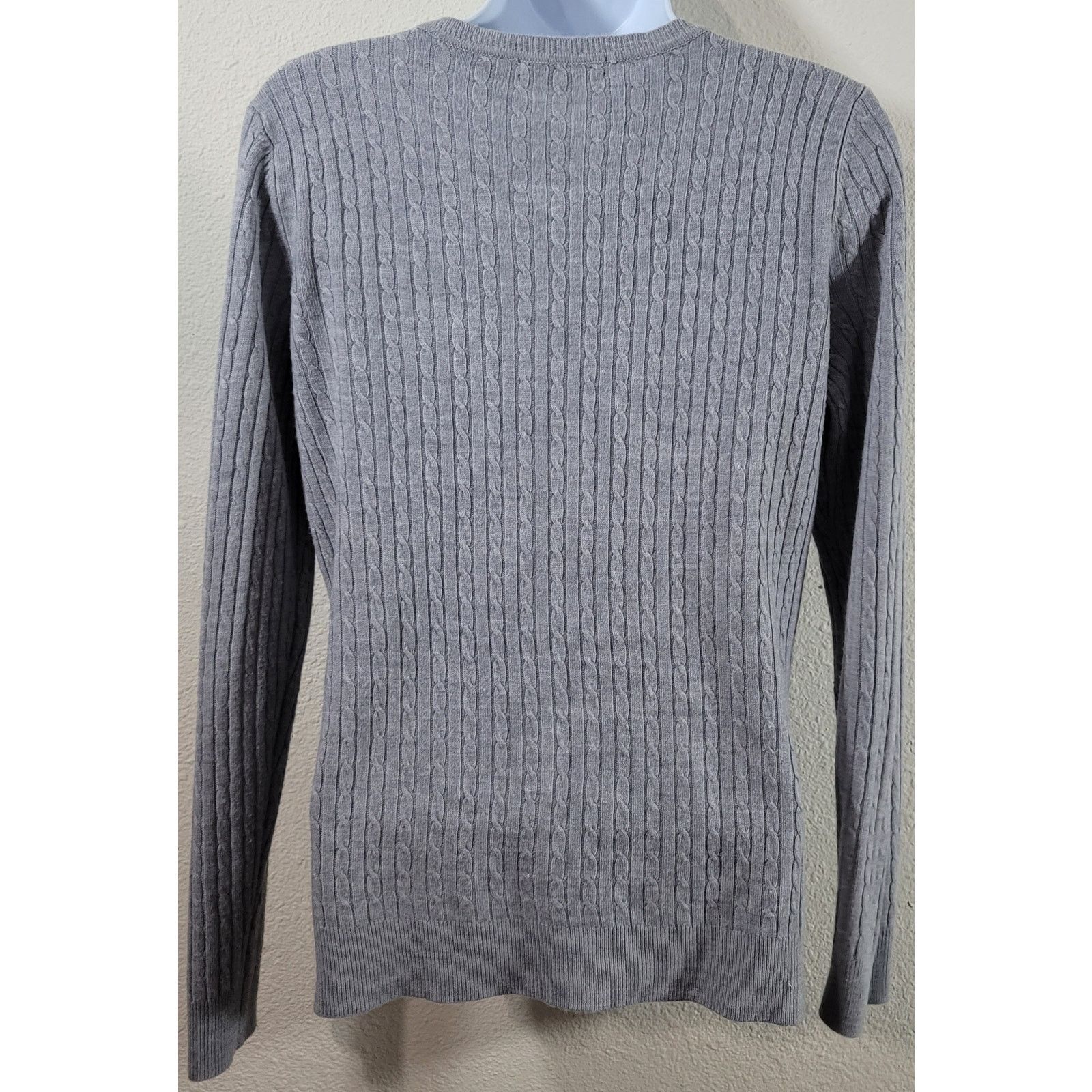 Luxe Luxe Gray V Neck Long Sleeve Sweater Top Medium Lightweight Size M / US 6-8 / IT 42-44 - 2 Thumbnail