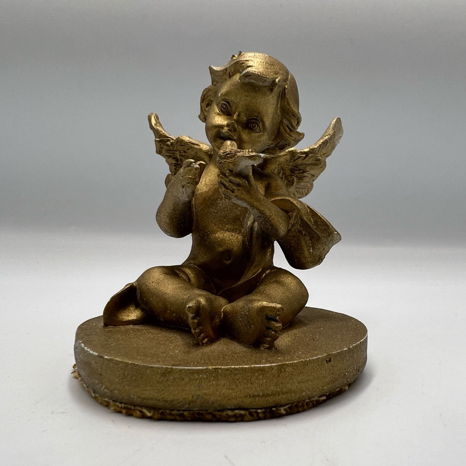 Vintage Vintage Small Angel Baby Figurine Gilded Gypsum Handmade Size ONE SIZE - 3 Thumbnail