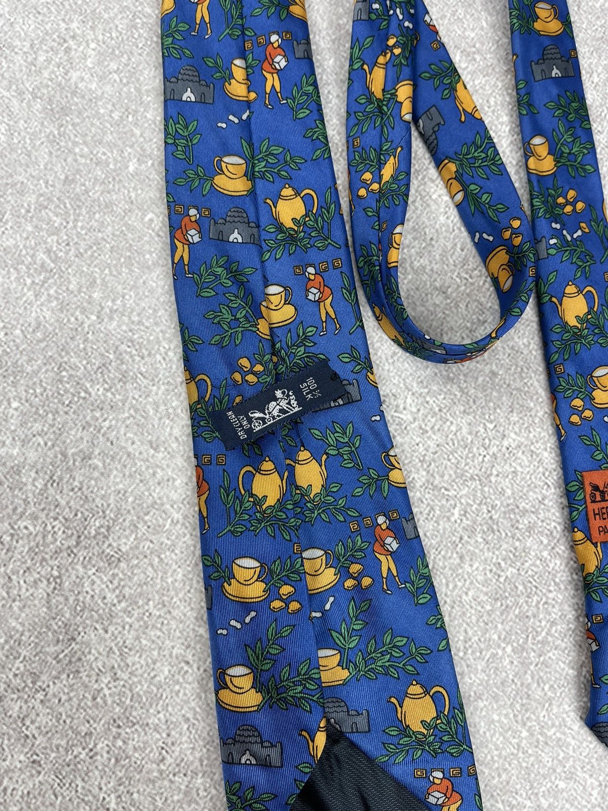 Hermes × Vintage Vintage Hermes Paris Silk Tie Blue Size ONE SIZE - 9 Thumbnail