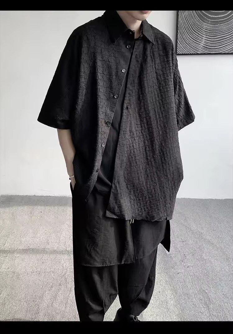 Japanese Brand Oversize Streetwear Loose Black Irregular Shirt Size US M / EU 48-50 / 2 - 2 Thumbnail