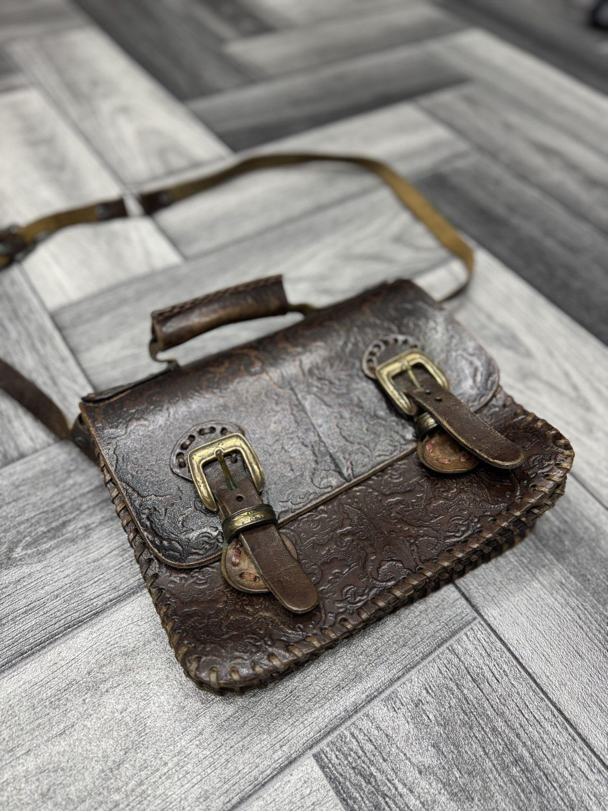Vintage vintage embossed leather bag Size ONE SIZE - 3 Thumbnail