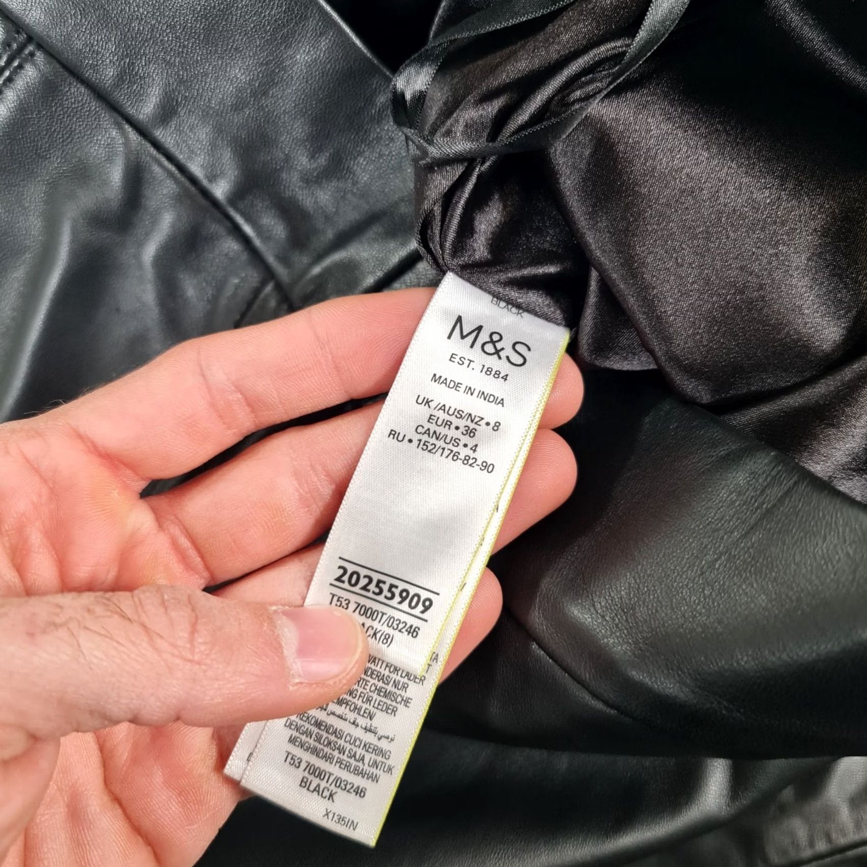 Vintage Autograph M&S Black Leather Pencil Skirt Lined RRP £179 8 UK Women Size 30" / US 8 / IT 44 - 4 Thumbnail