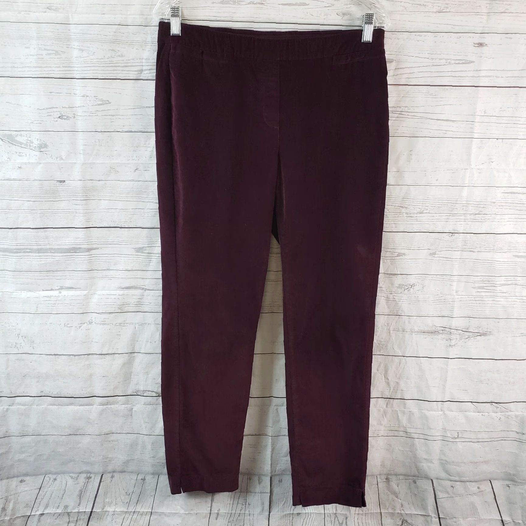 J. Jill J. Jill Womens Pull On Corduroy Pants Size 8 Burgundy Mid Rise Cotton Blend Pants Womens Size 30" / US 8 / IT 44 - 2 Thumbnail