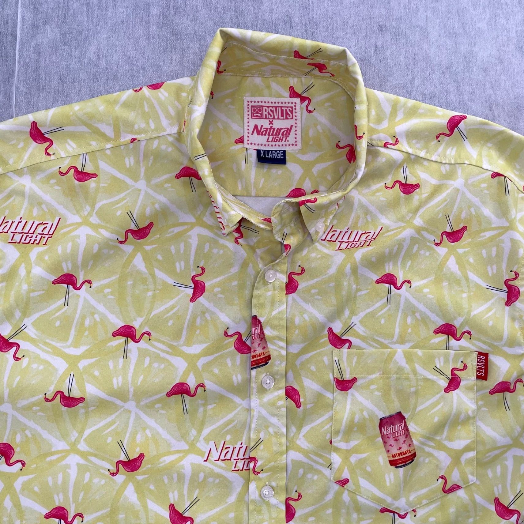 Vintage VINTAGE RSVLTS Natural Light Shirt Adult XL Yellow Flamingos Button-Down Logo Mens Shirt (All Over Print) Size US XL / EU 56 / 4 - 3 Thumbnail