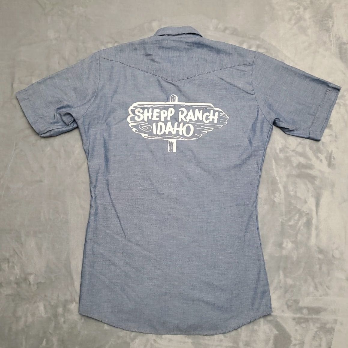 Vintage VTG Saddle King Shirt Sz 14.5 Blue Chambray Pearl Snap Western Shepp Ranch Idaho Size US S / EU 44-46 / 1 - 6 Thumbnail