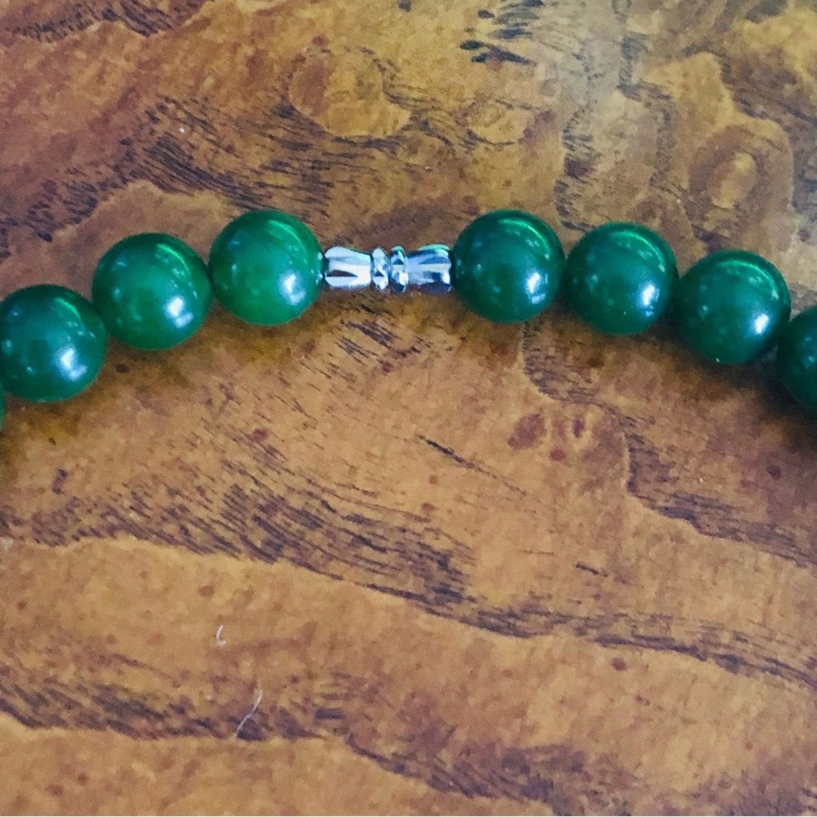 Handmade Genuine nephrite jade 10mm round bead necklace Size ONE SIZE - 8 Thumbnail