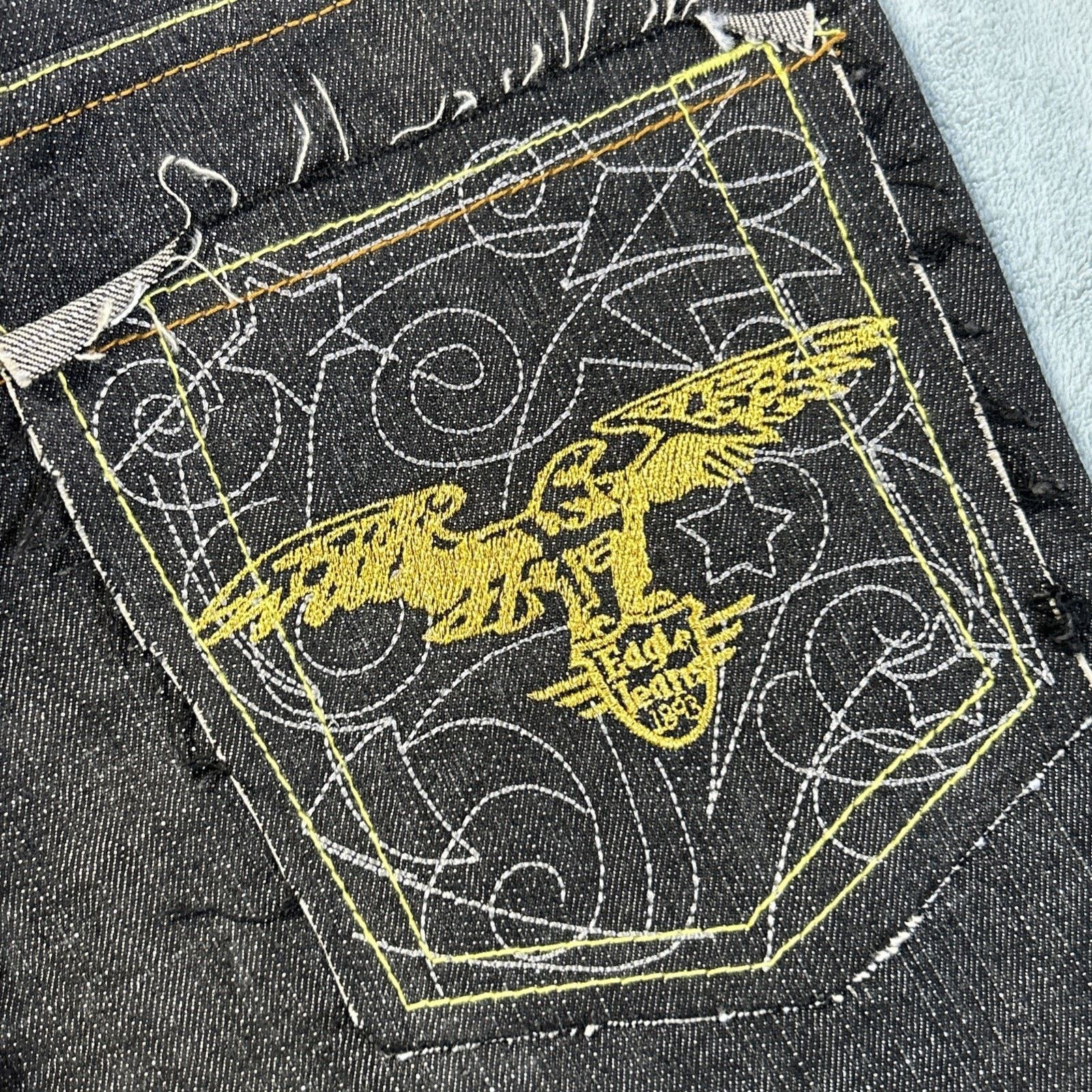 JNCO Beyond Baggy Embroidered Jeans Youth Large 27x20 Loose Wide Size US 27 - 8 Thumbnail
