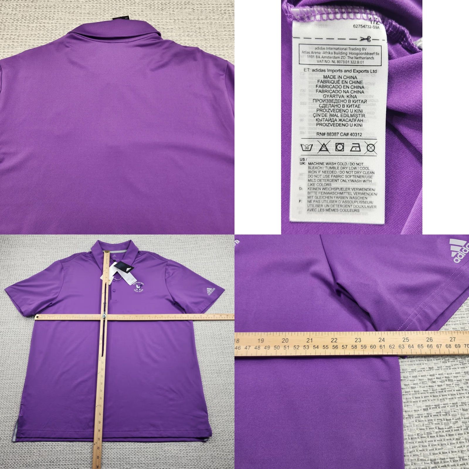 Adidas Adidas Polo Shirt Mens XL Purple Ultimate365 2.0 Solid Golf UPF 50 Rooster Run Polo Shirt Mens XL Purple Adidas Golf Polo Logo Embroidered Size US XL / EU 56 / 4 - 8 Thumbnail