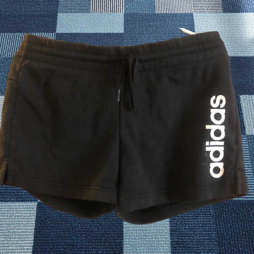 Adidas Adidas Black Sweat Shorts Graphic Logo Print Spellout Drawstring Size M Medium Women Regular Sweat Activewear Gym & Training Black 90s? Size 32" / US 10 / IT 46 - 1 Thumbnail