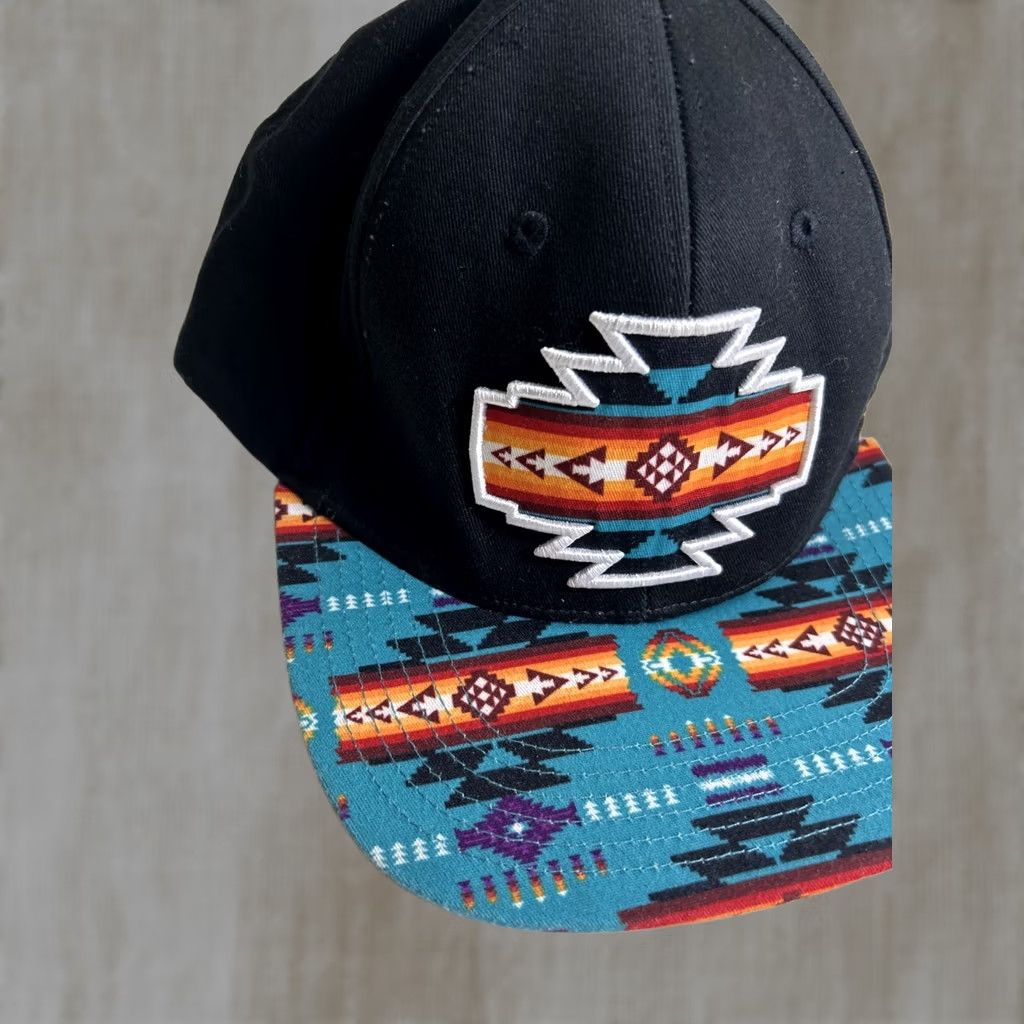 Native VINTAGE Aztec Native Tribal Print SnapBack Hat Flat Brim Cap One Size M-54 Baseball Size ONE SIZE - 1 Thumbnail