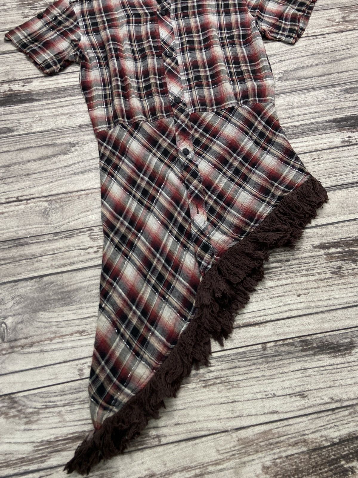 If Six Was Nine × Le Grande Bleu (L.G.B.) × semanticdesign Rare 2000s Semantic Design Asymetric Midi Plaid Dress Size M / US 6-8 / IT 42-44 - 4 Thumbnail