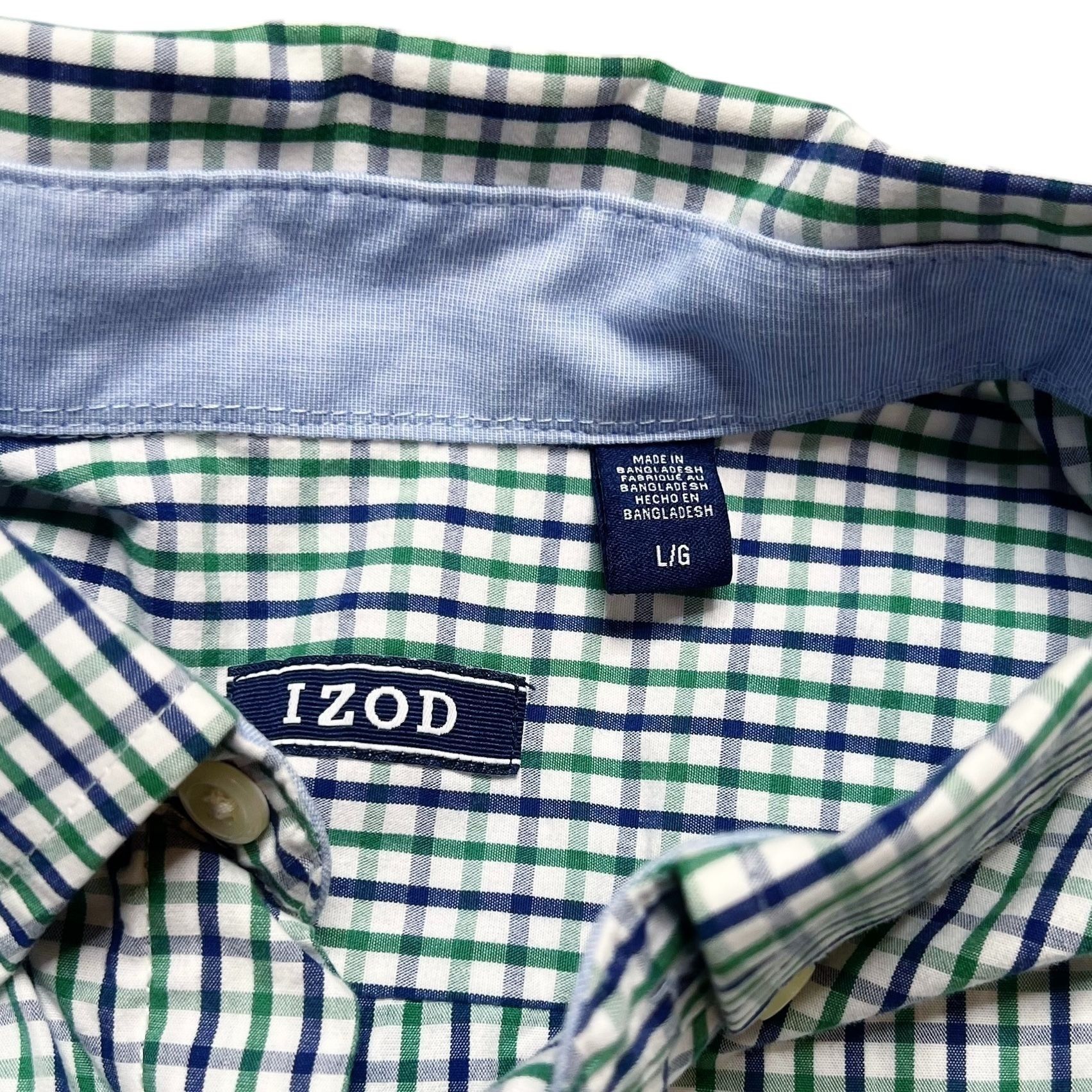 Izod IZOD Shirt Mens Size L White Blue Green Plaid Button Down Ca Size US L / EU 52-54 / 3 - 3 Thumbnail