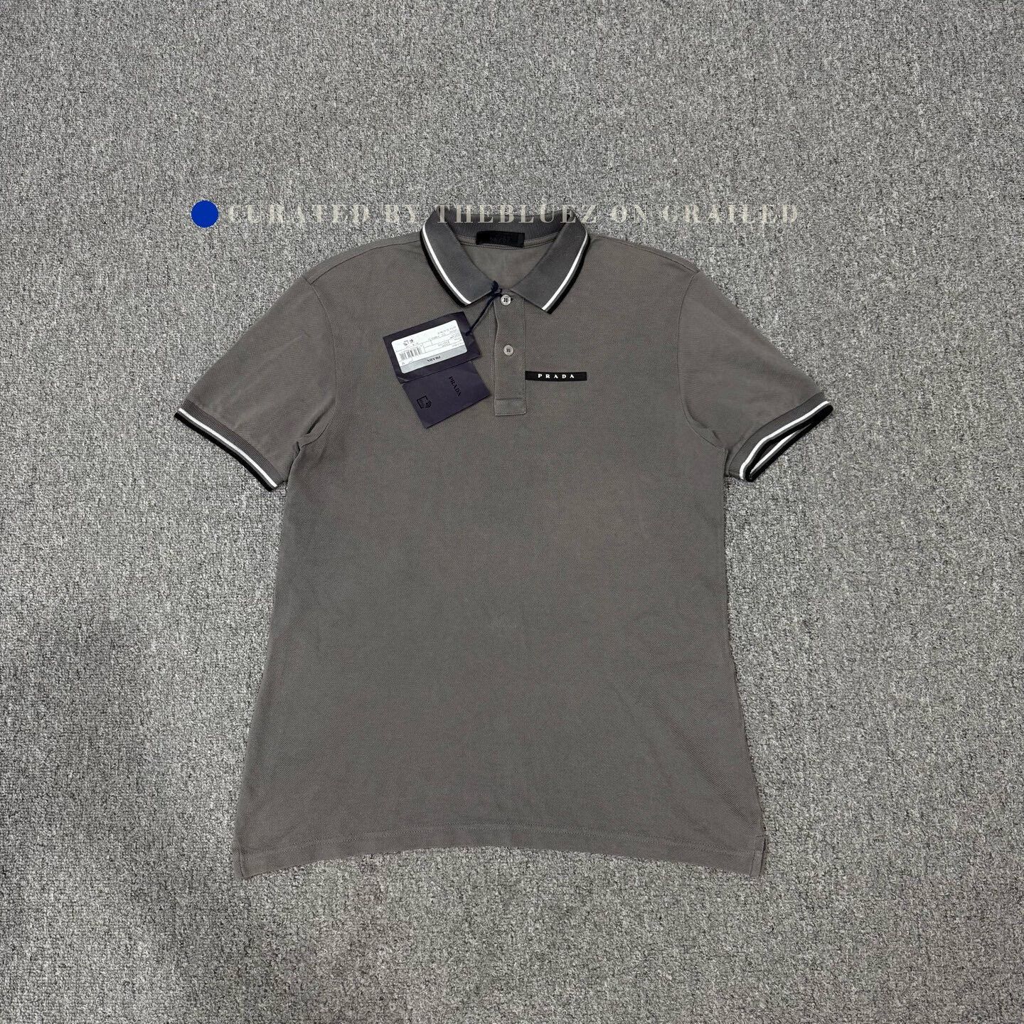 Prada Prada Gray Chest Logo Polo Shirt Size US M / EU 48-50 / 2 - 1 Thumbnail