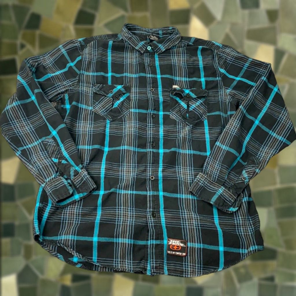 No Fear VINTAGE No Fear Plaid Flannel Shirt Men Large Long Sleeve Casual Retro 2000s Size US L / EU 52-54 / 3 - 1 Thumbnail