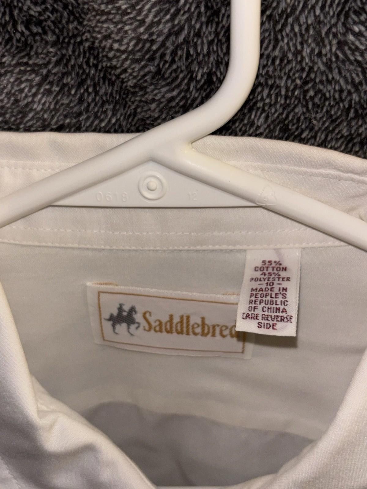 Saddlebred Saddlebred Womens Ivory Tuxedo Pleated Bib Button Blouse Size L / US 10 / IT 46 - 2 Thumbnail